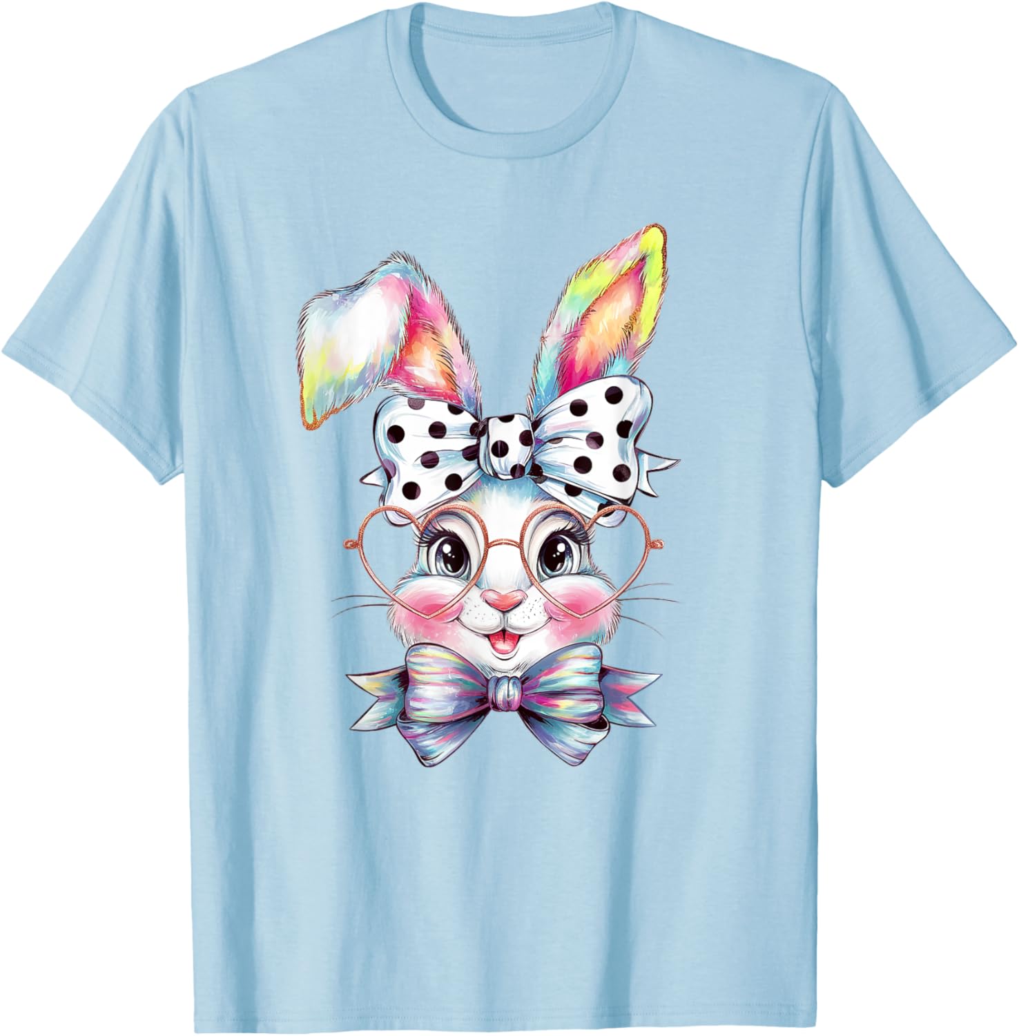 Cute Bunny Rabbit Face Coquette Bow Easter Day Girls Women T-Shirt