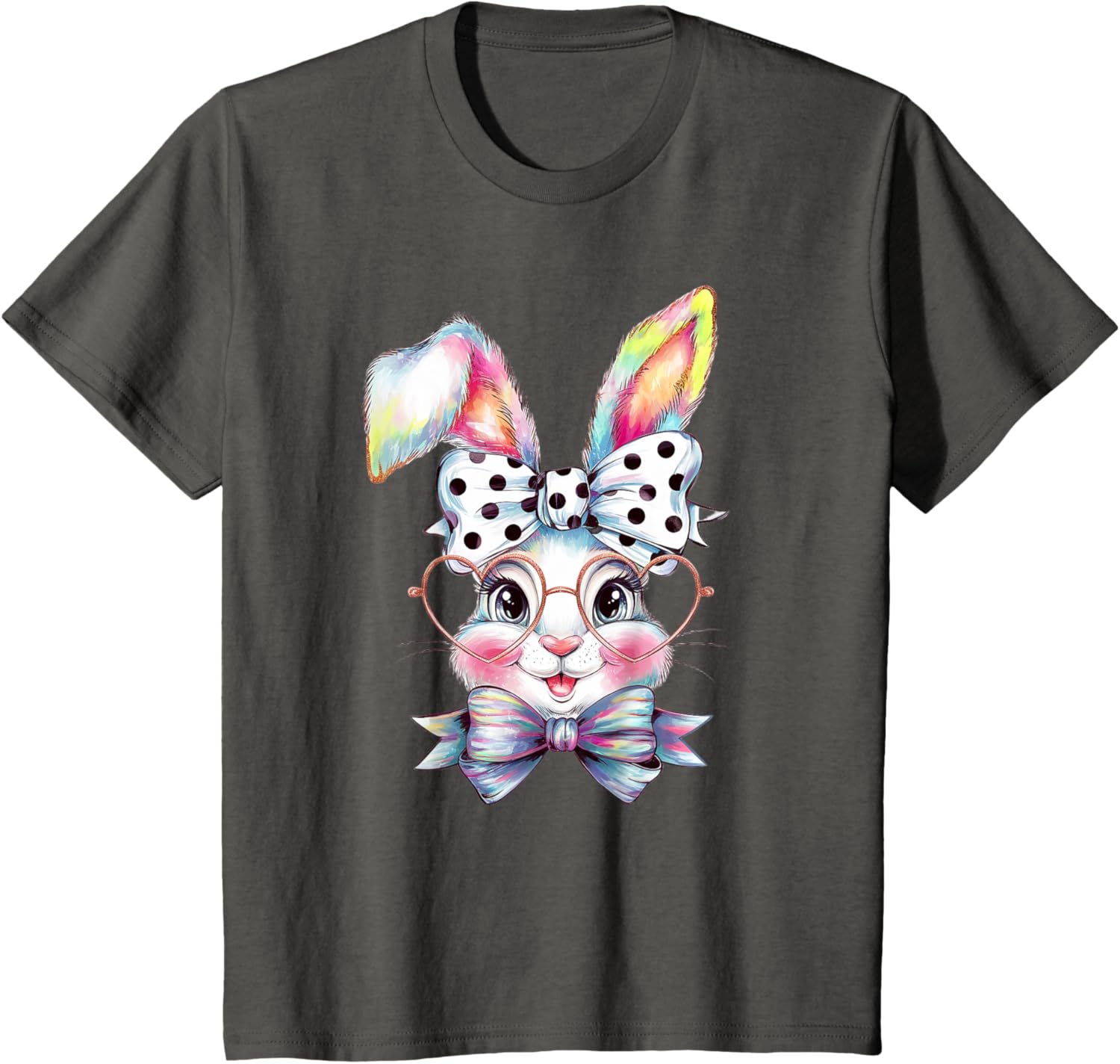 Cute Bunny Rabbit Face Coquette Bow Easter Day Girls Women T-Shirt