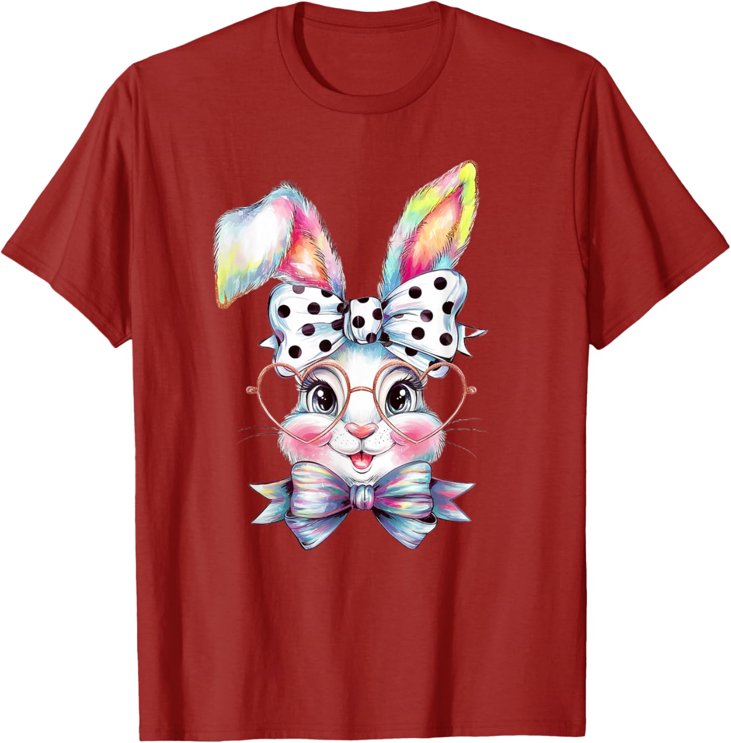 Cute Bunny Rabbit Face Coquette Bow Easter Day Girls Women T-Shirt