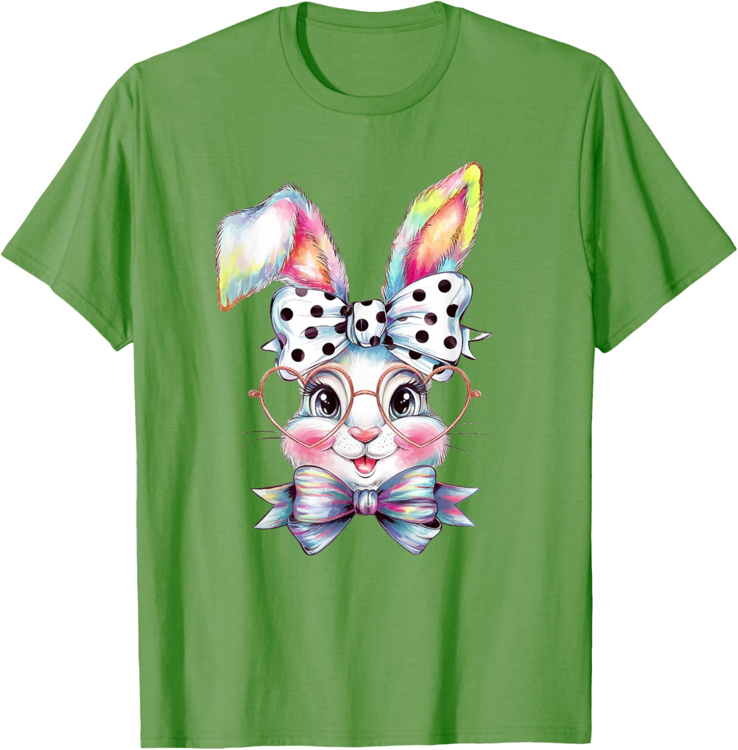 Cute Bunny Rabbit Face Coquette Bow Easter Day Girls Women T-Shirt