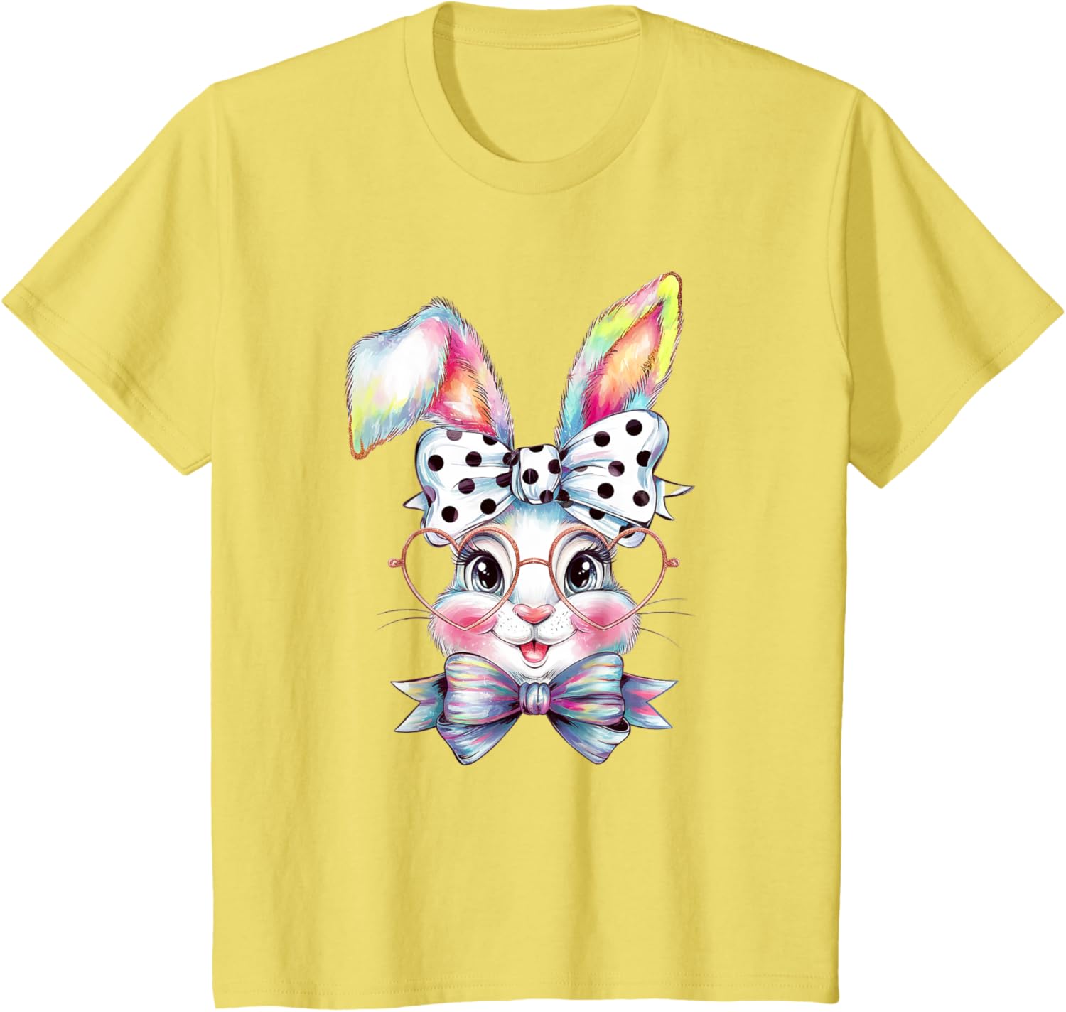 Cute Bunny Rabbit Face Coquette Bow Easter Day Girls Women T-Shirt