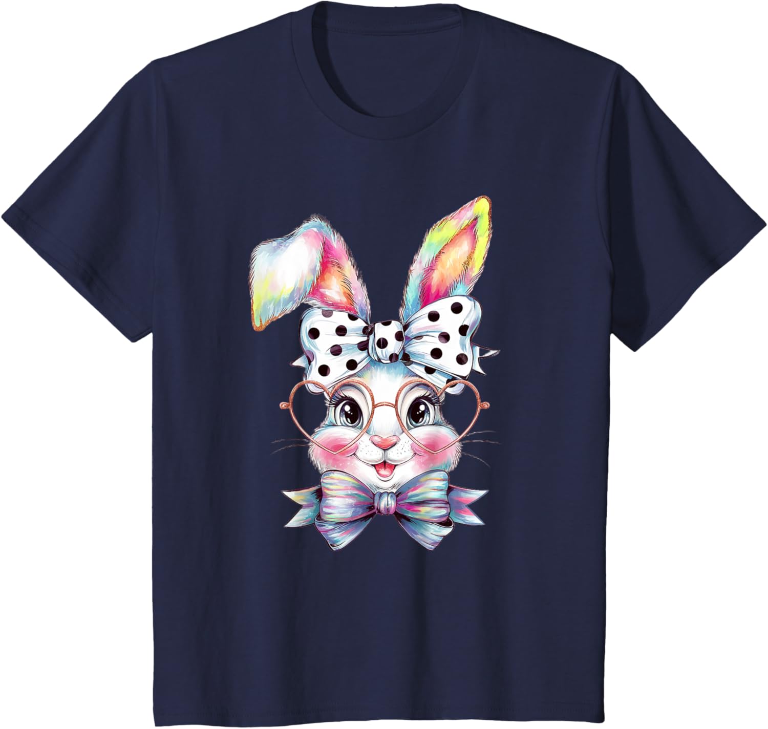 Cute Bunny Rabbit Face Coquette Bow Easter Day Girls Women T-Shirt