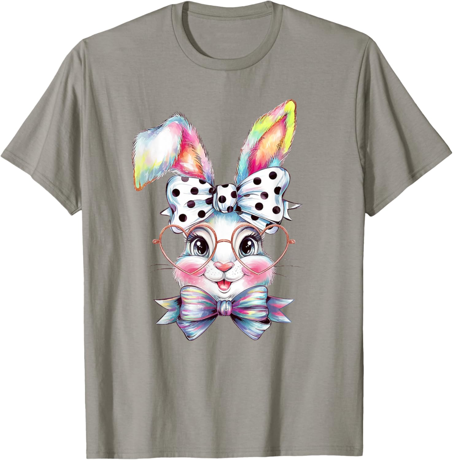 Cute Bunny Rabbit Face Coquette Bow Easter Day Girls Women T-Shirt