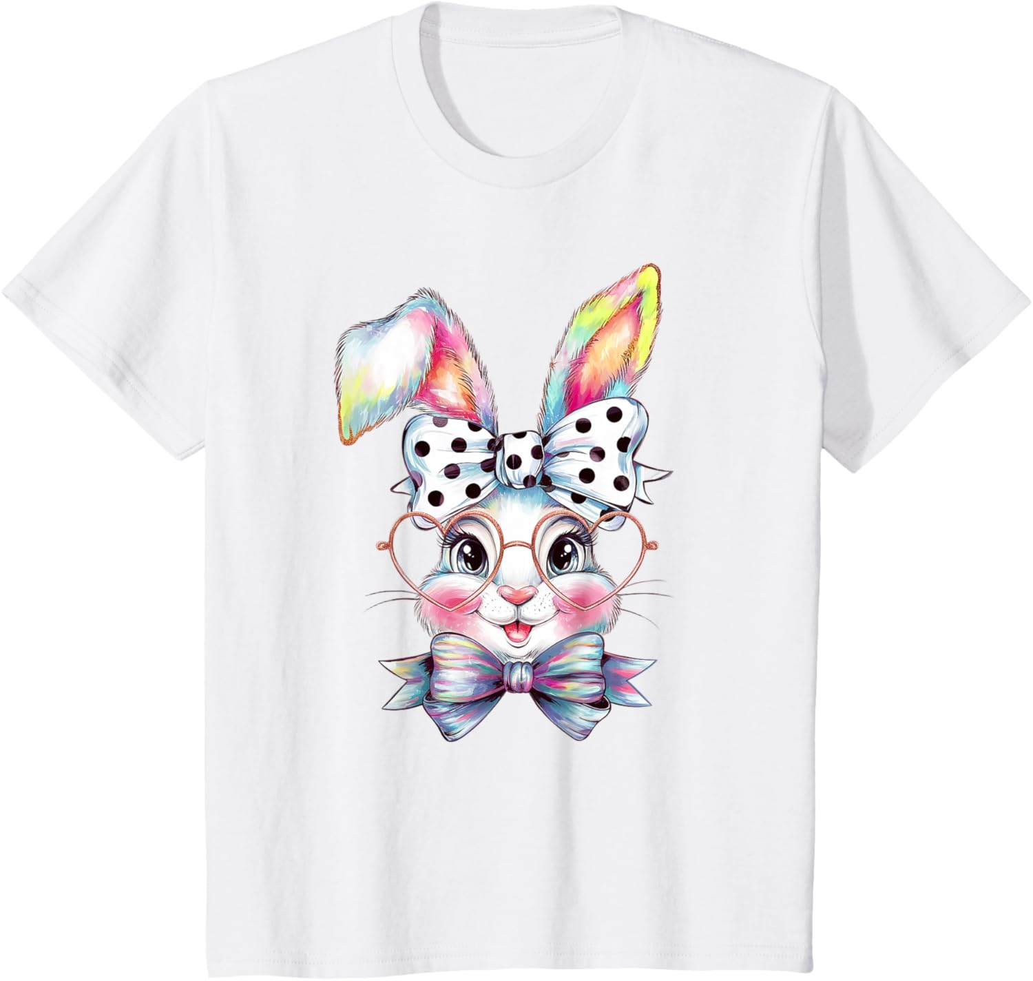 Cute Bunny Rabbit Face Coquette Bow Easter Day Girls Women T-Shirt