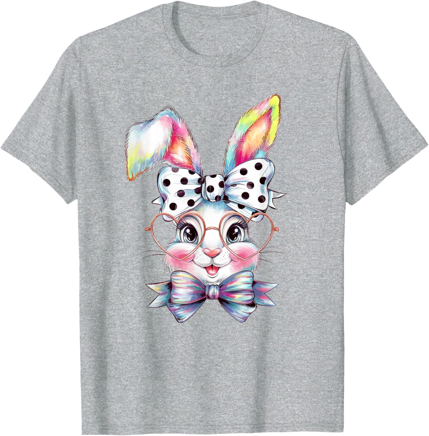 Cute Bunny Rabbit Face Coquette Bow Easter Day Girls Women T-Shirt