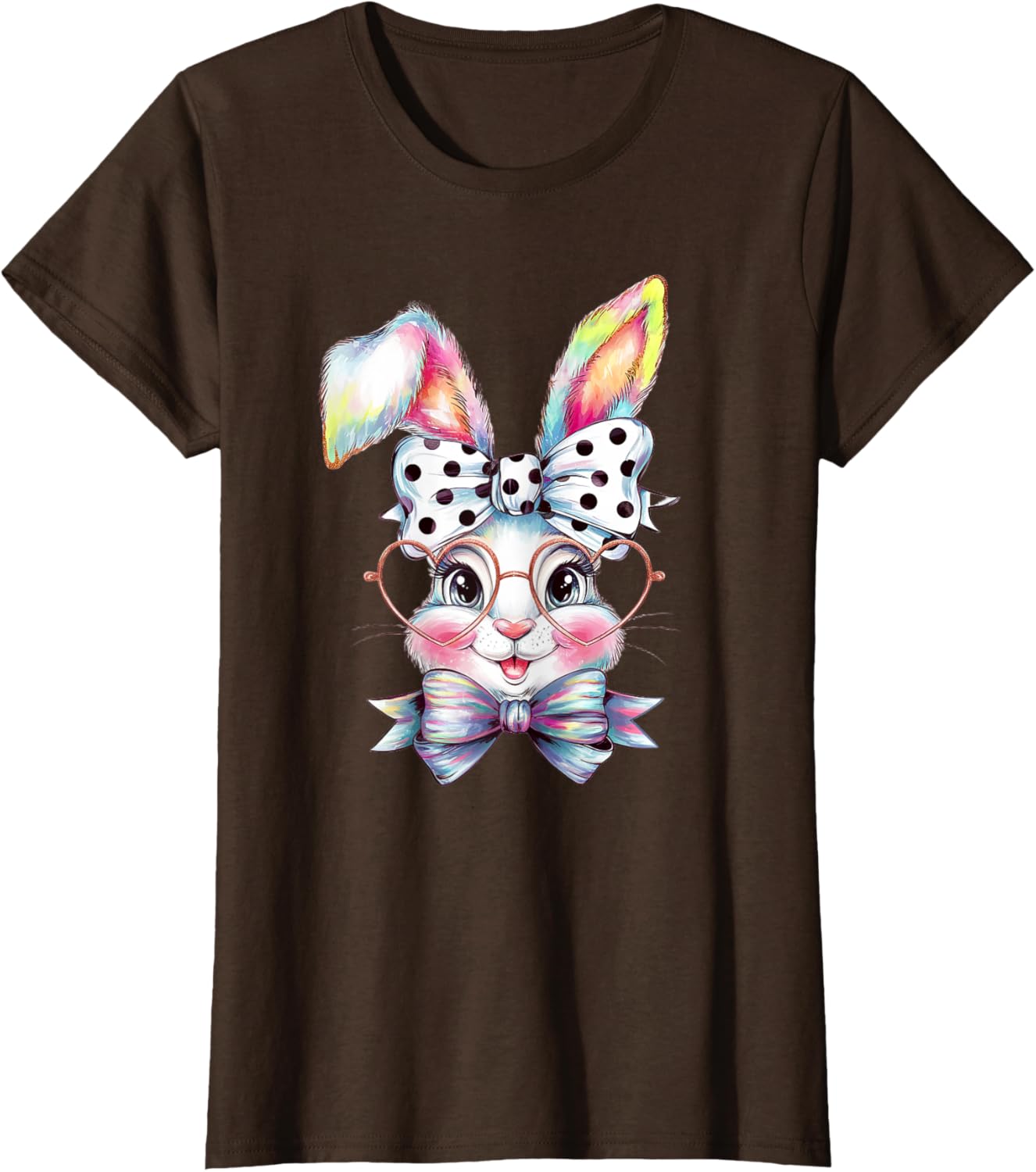 Cute Bunny Rabbit Face Coquette Bow Easter Day Girls Women T-Shirt