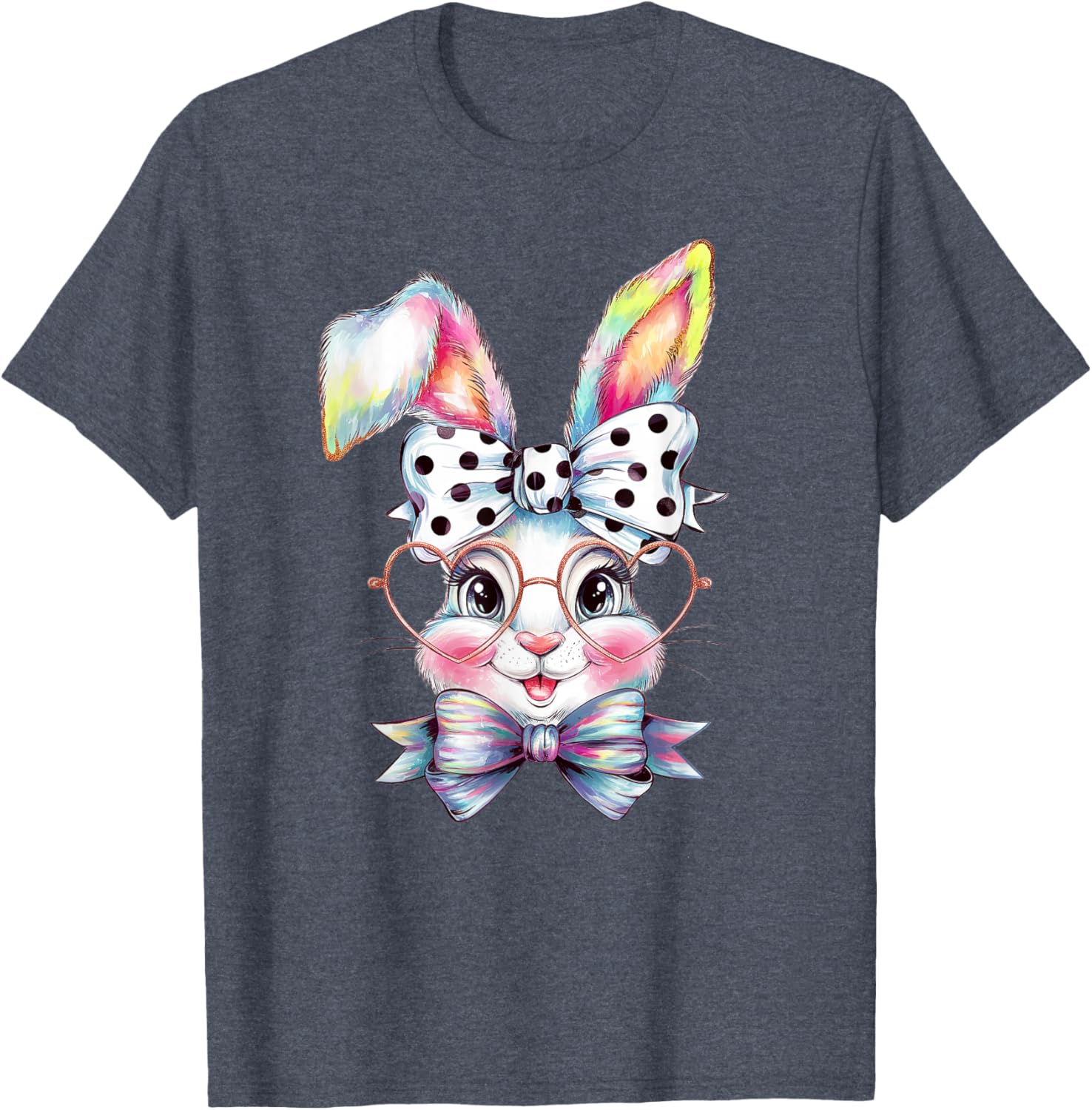 Cute Bunny Rabbit Face Coquette Bow Easter Day Girls Women T-Shirt