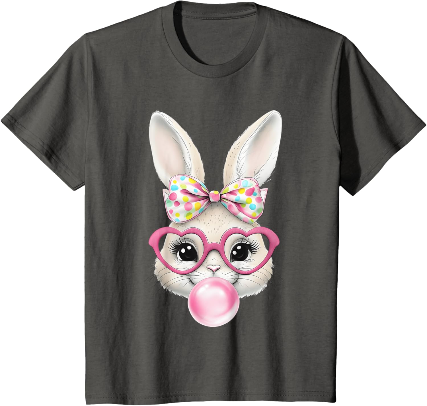 Cute Bunny Rabbit Face Coquette Bow Easter Day Girls Women T-Shirt