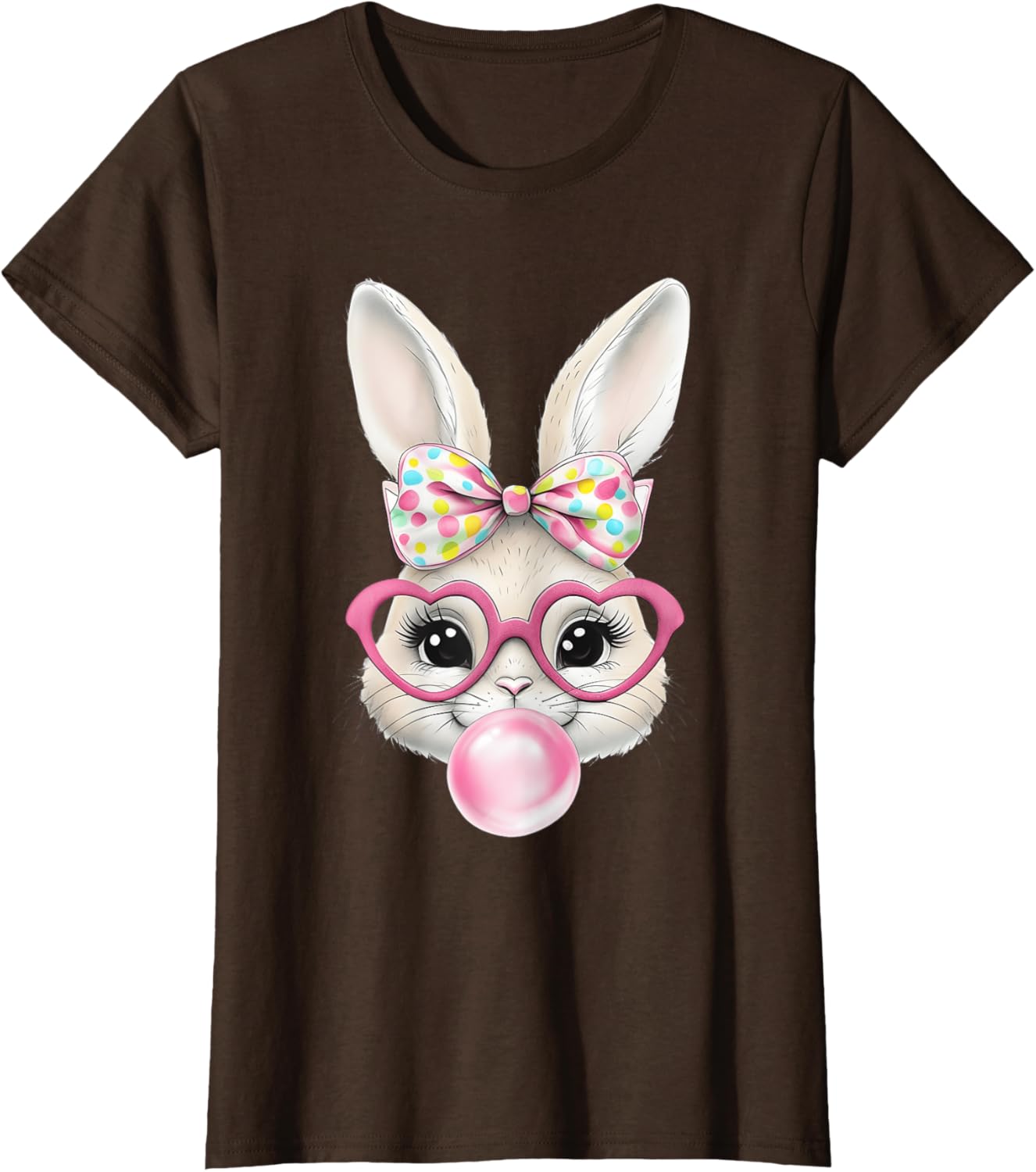 Cute Bunny Rabbit Face Coquette Bow Easter Day Girls Women T-Shirt