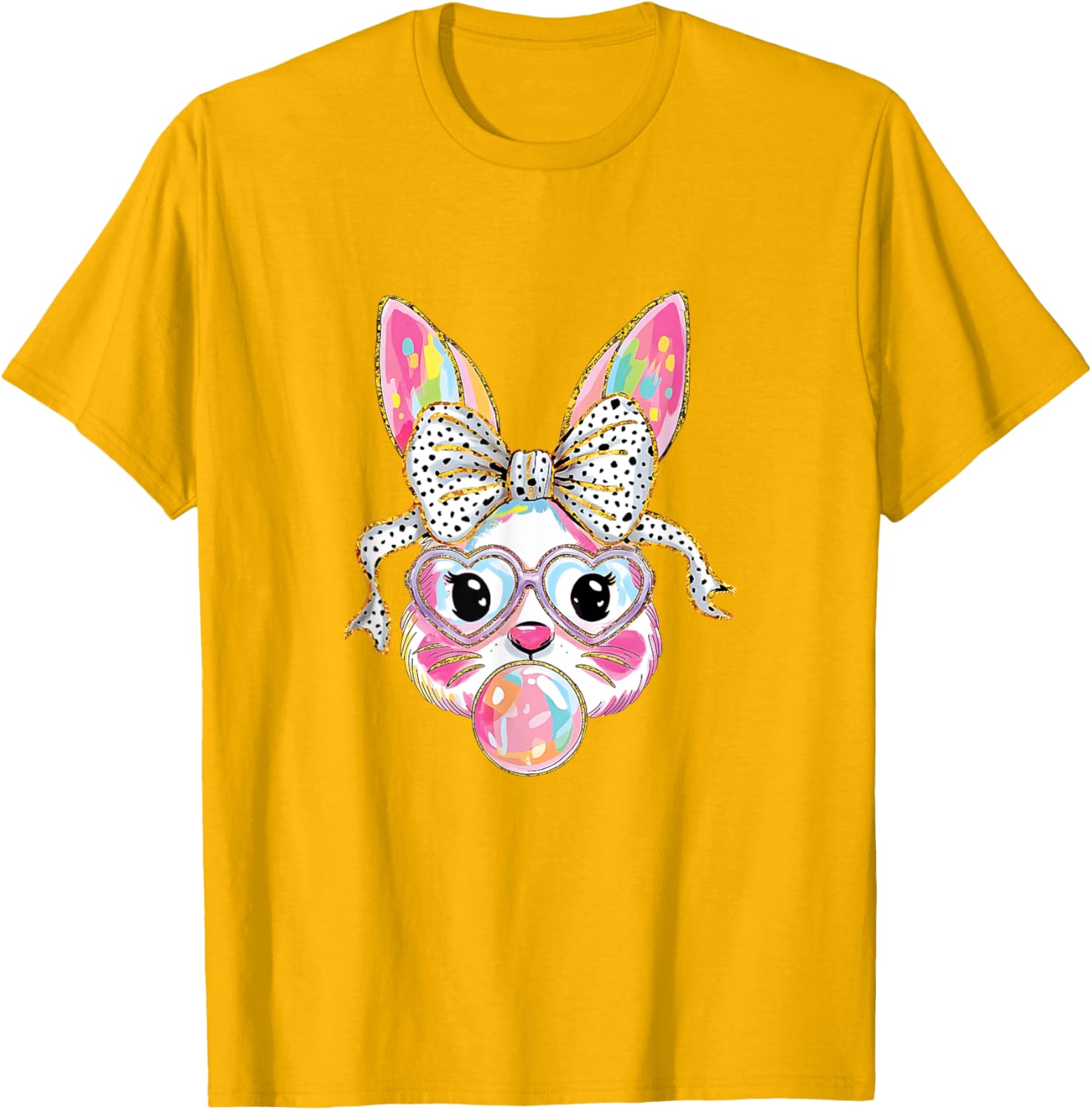 Cute Bunny Rabbit Face Coquette Bow Easter Day Girls Women T-Shirt