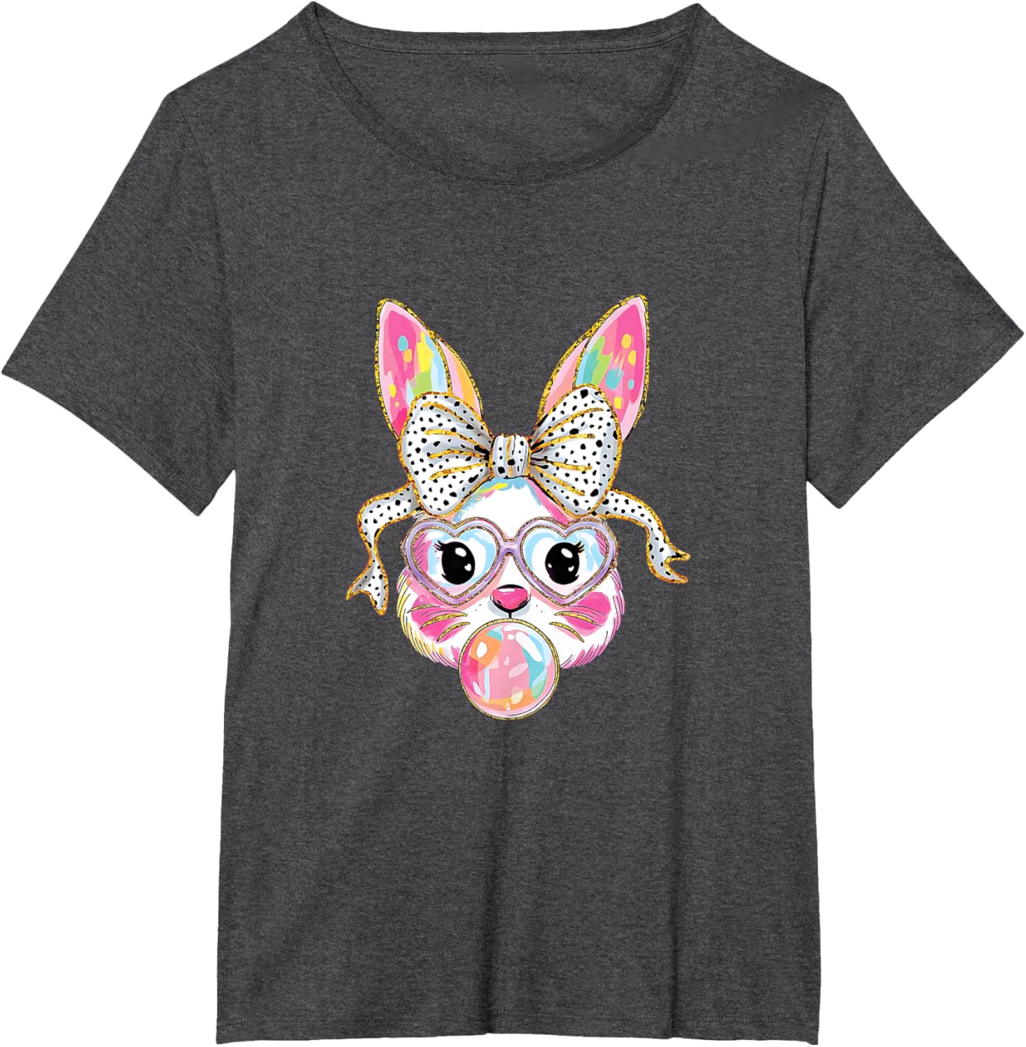 Cute Bunny Rabbit Face Coquette Bow Easter Day Girls Women T-Shirt