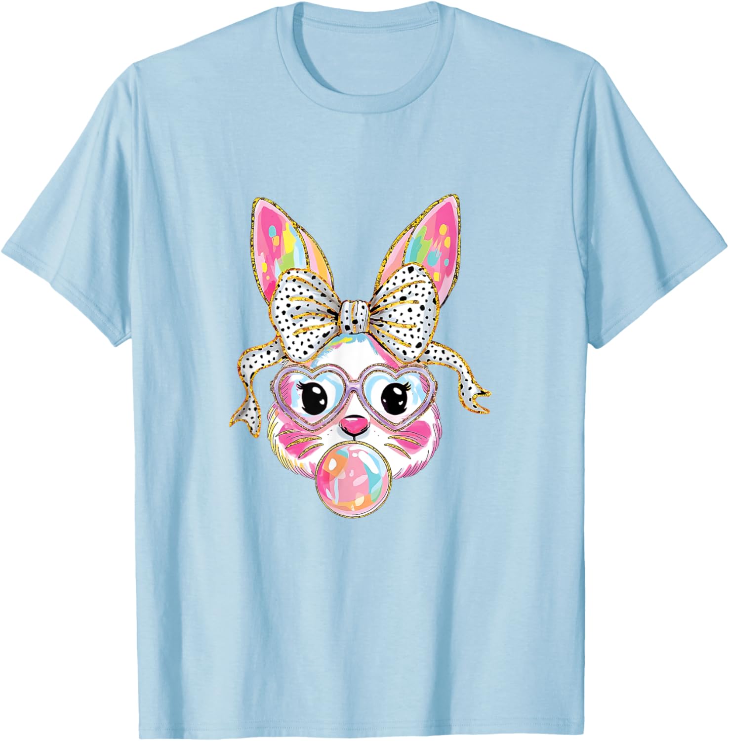 Cute Bunny Rabbit Face Coquette Bow Easter Day Girls Women T-Shirt