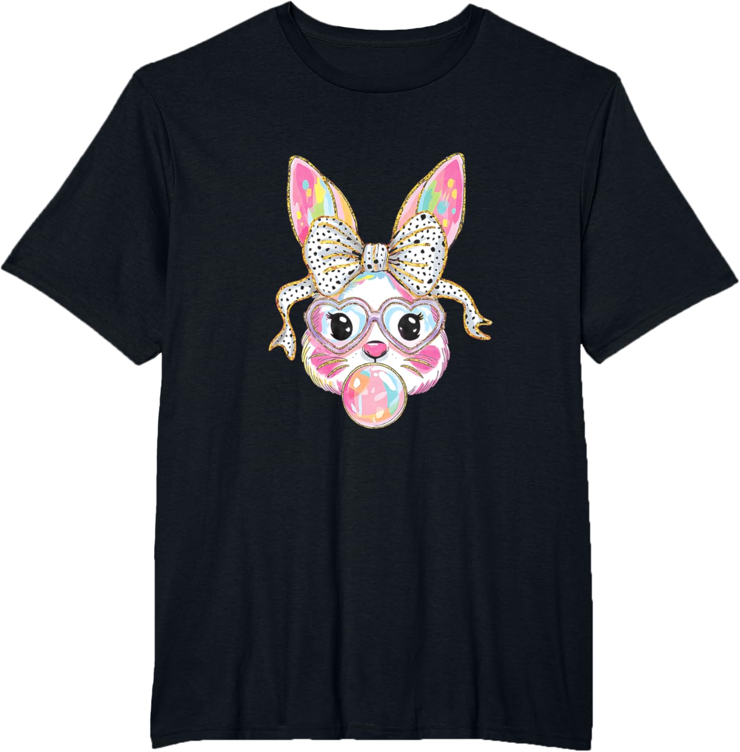 Cute Bunny Rabbit Face Coquette Bow Easter Day Girls Women T-Shirt