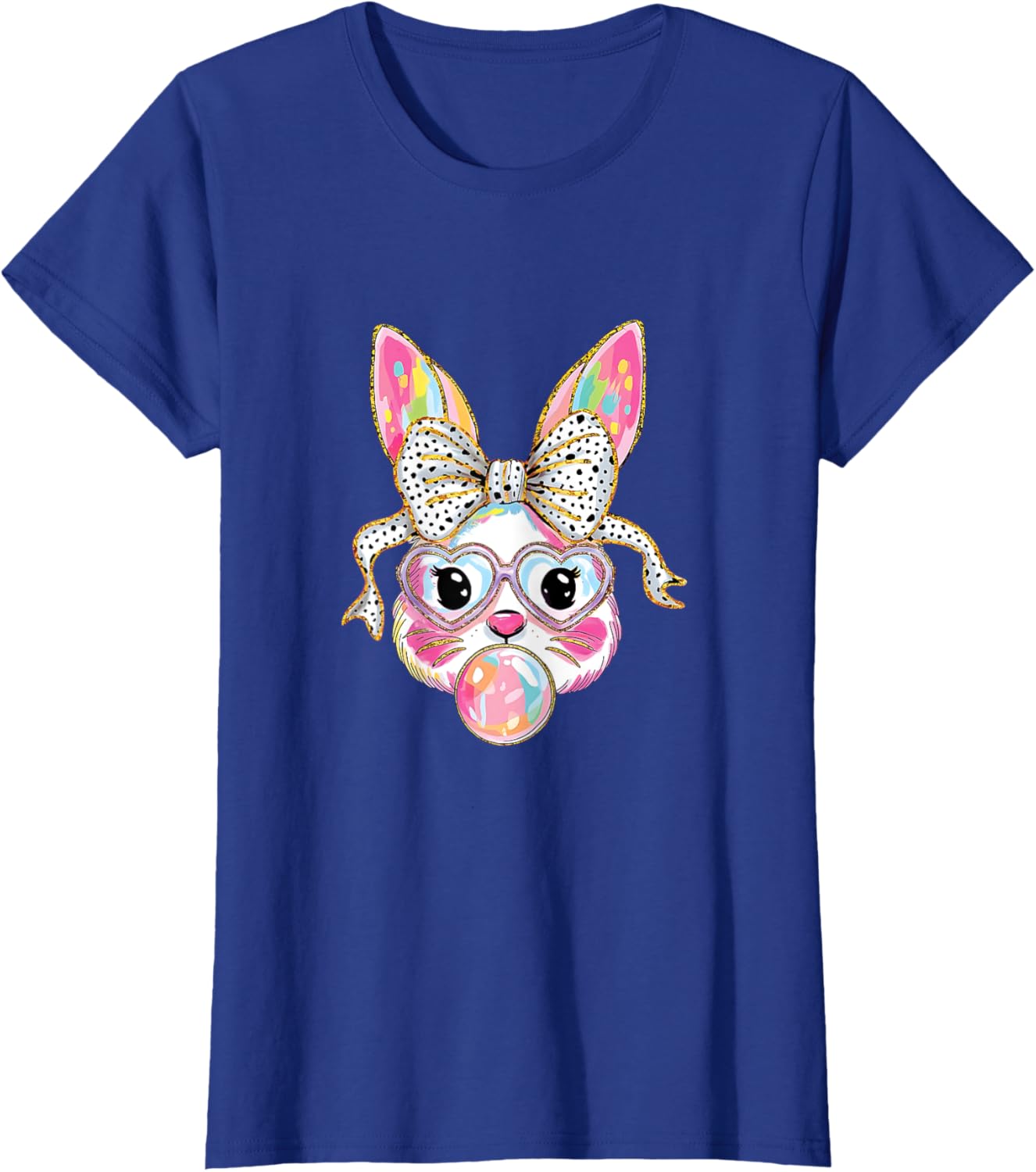 Cute Bunny Rabbit Face Coquette Bow Easter Day Girls Women T-Shirt