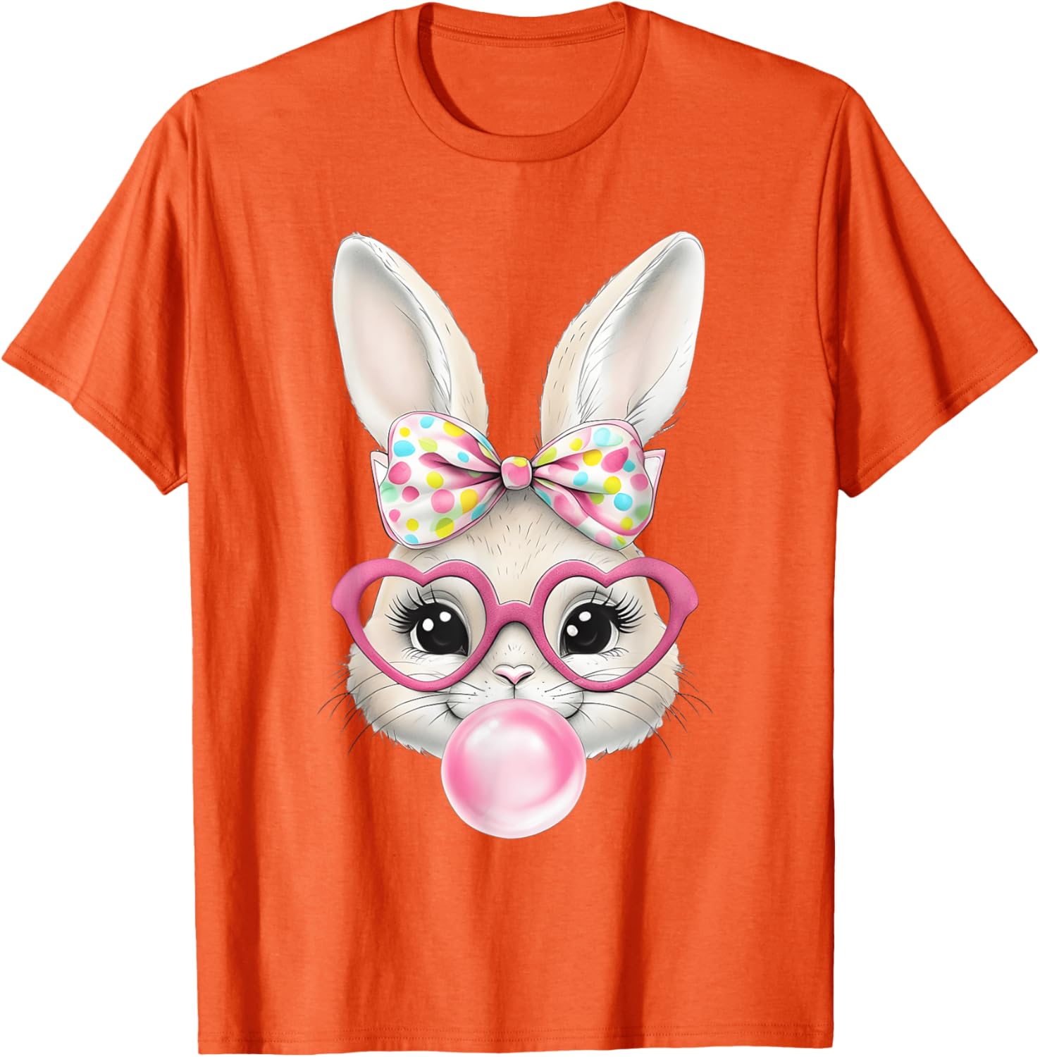 Cute Bunny Rabbit Face Coquette Bow Easter Day Girls Women T-Shirt