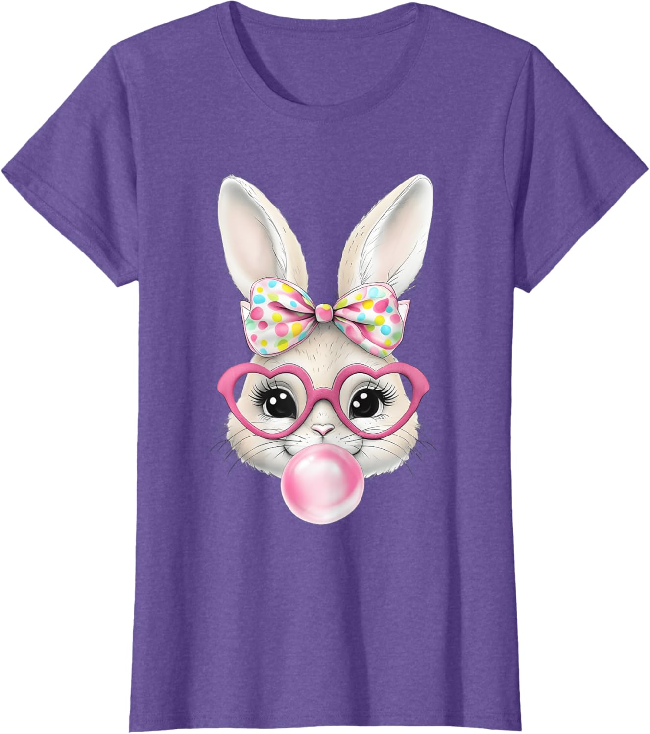 Cute Bunny Rabbit Face Coquette Bow Easter Day Girls Women T-Shirt