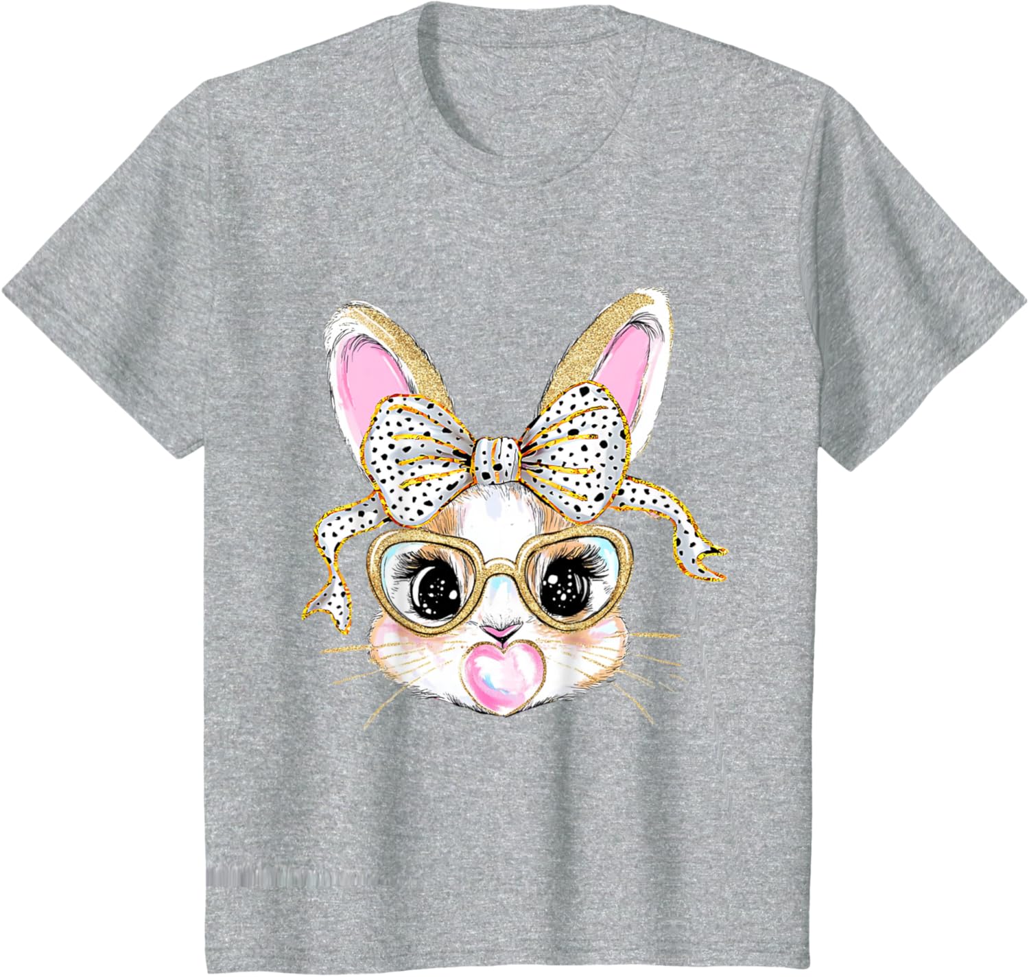 Cute Bunny Rabbit Face Coquette Bow Easter Day Girls Women T-Shirt