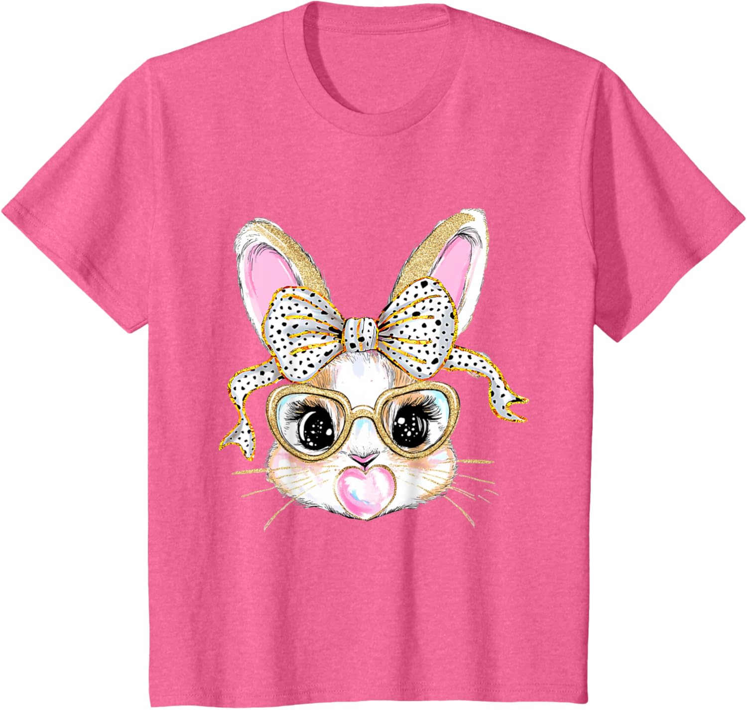 Cute Bunny Rabbit Face Coquette Bow Easter Day Girls Women T-Shirt