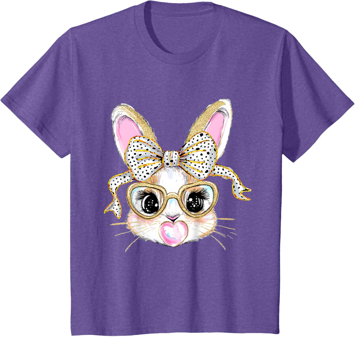 Cute Bunny Rabbit Face Coquette Bow Easter Day Girls Women T-Shirt