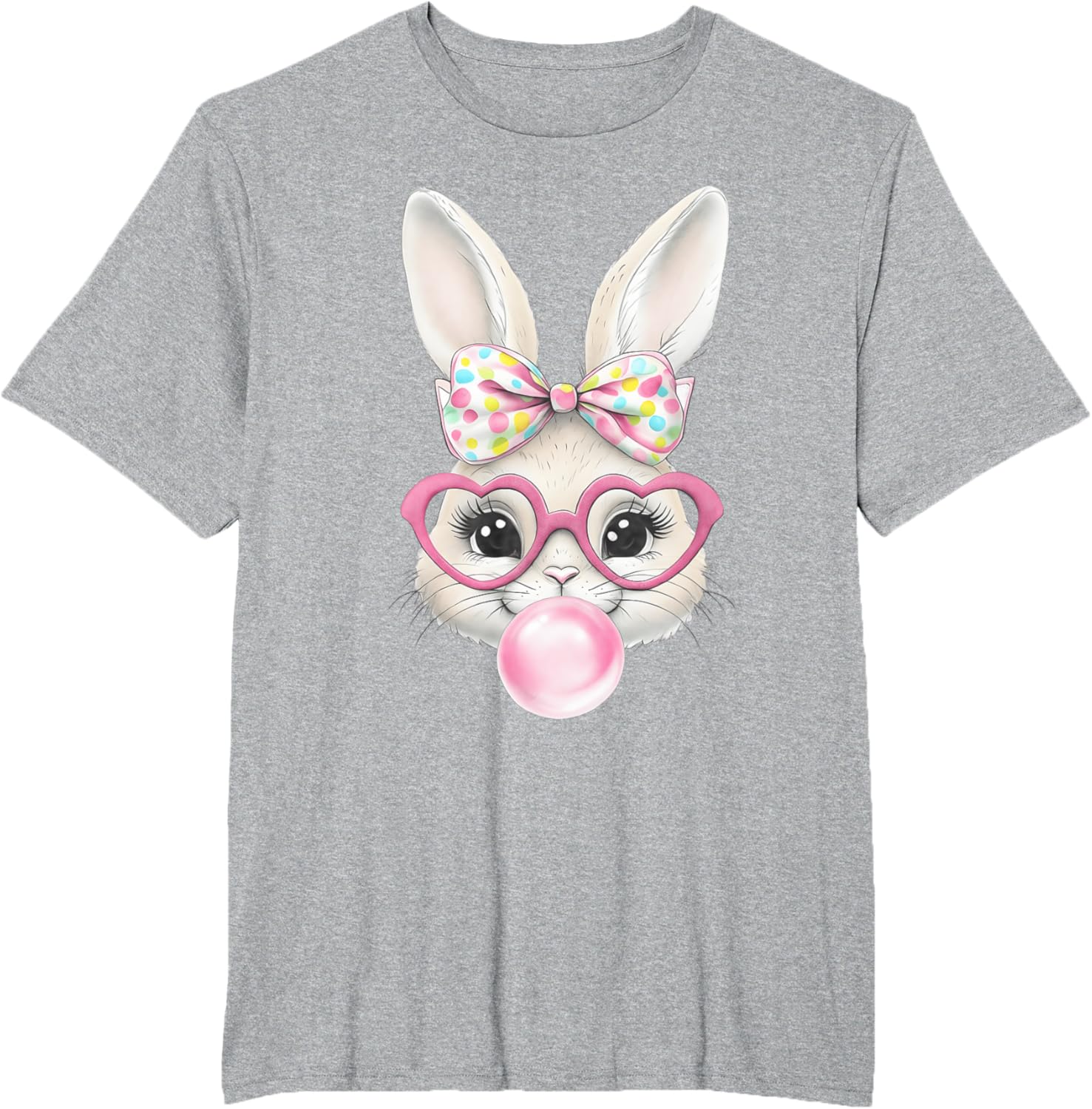 Cute Bunny Rabbit Face Coquette Bow Easter Day Girls Women T-Shirt