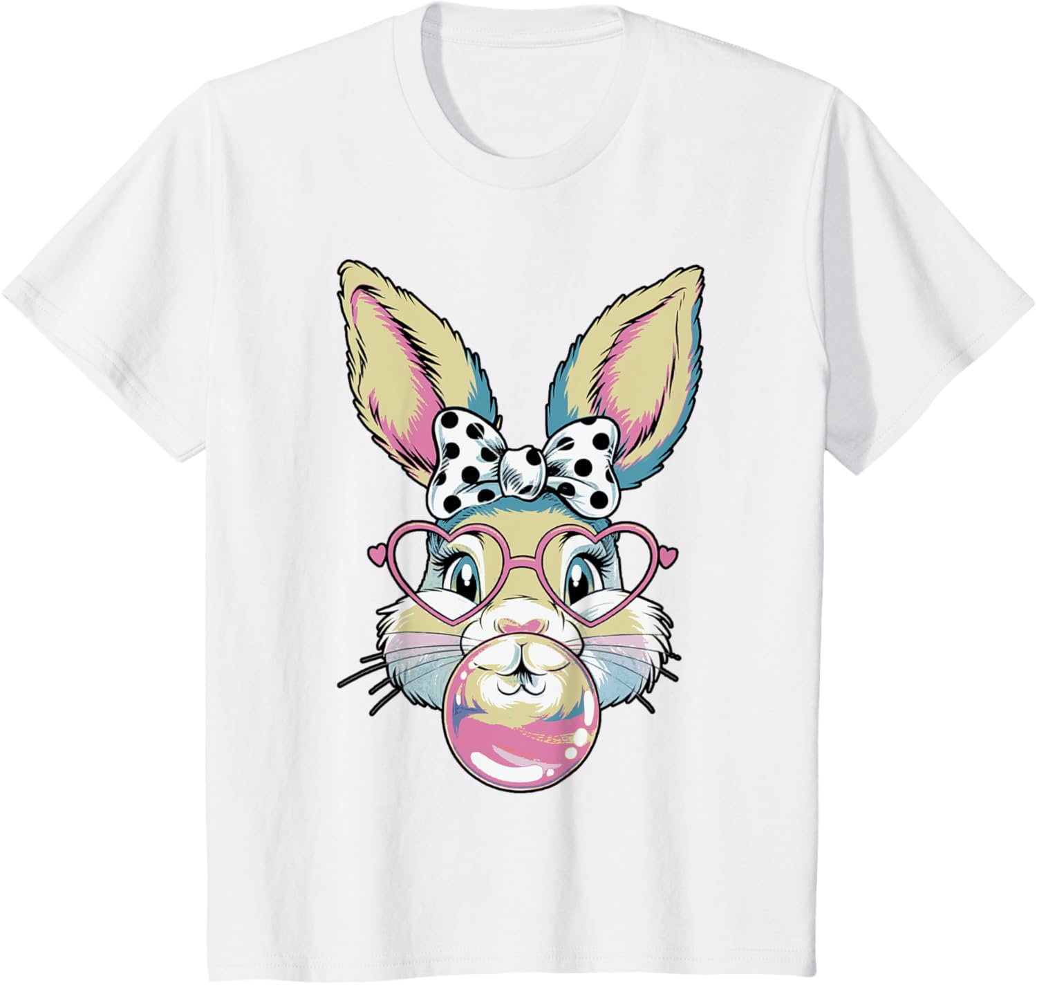 Cute Bunny Rabbit Face Coquette Bow Easter Day Girls Women T-Shirt