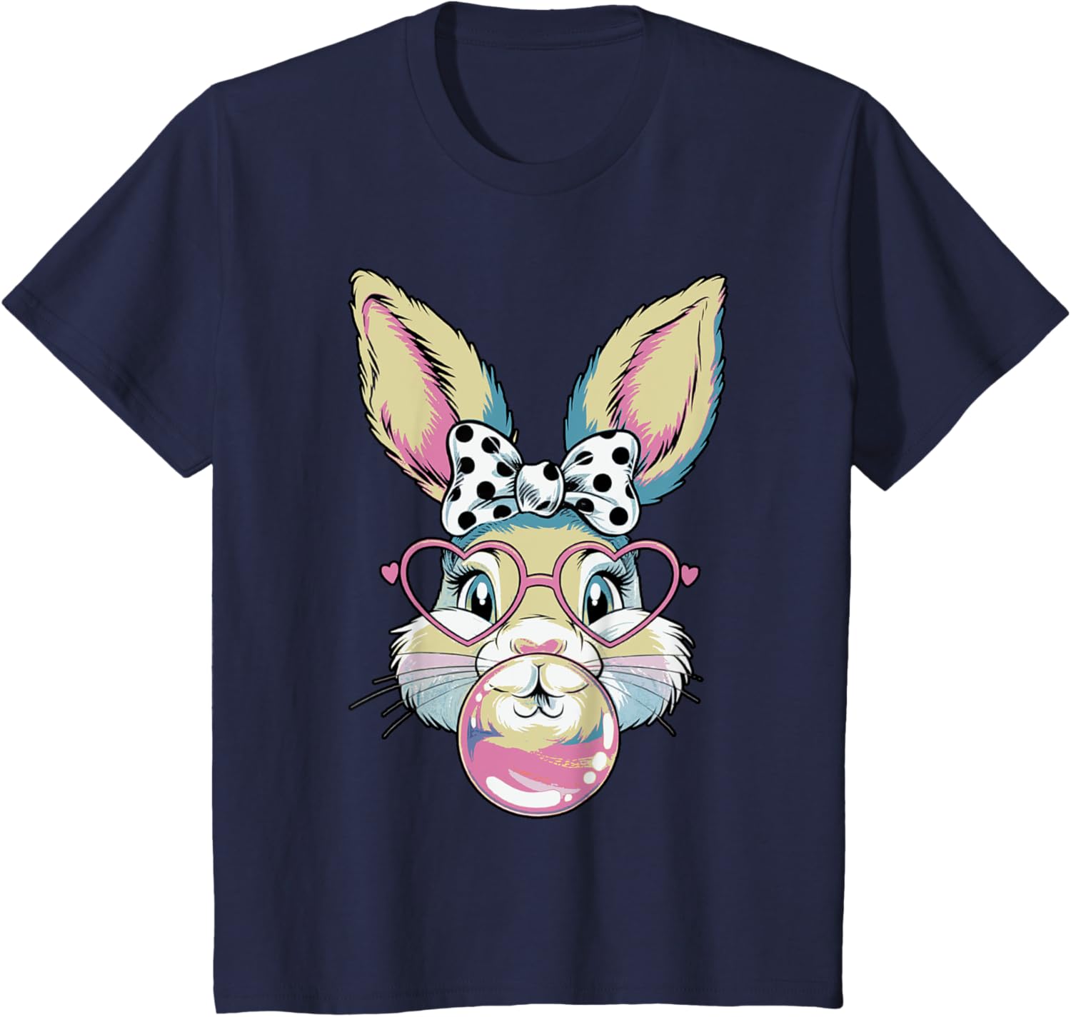 Cute Bunny Rabbit Face Coquette Bow Easter Day Girls Women T-Shirt