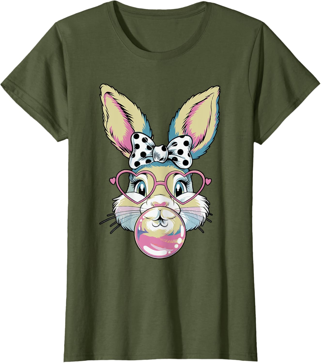 Cute Bunny Rabbit Face Coquette Bow Easter Day Girls Women T-Shirt