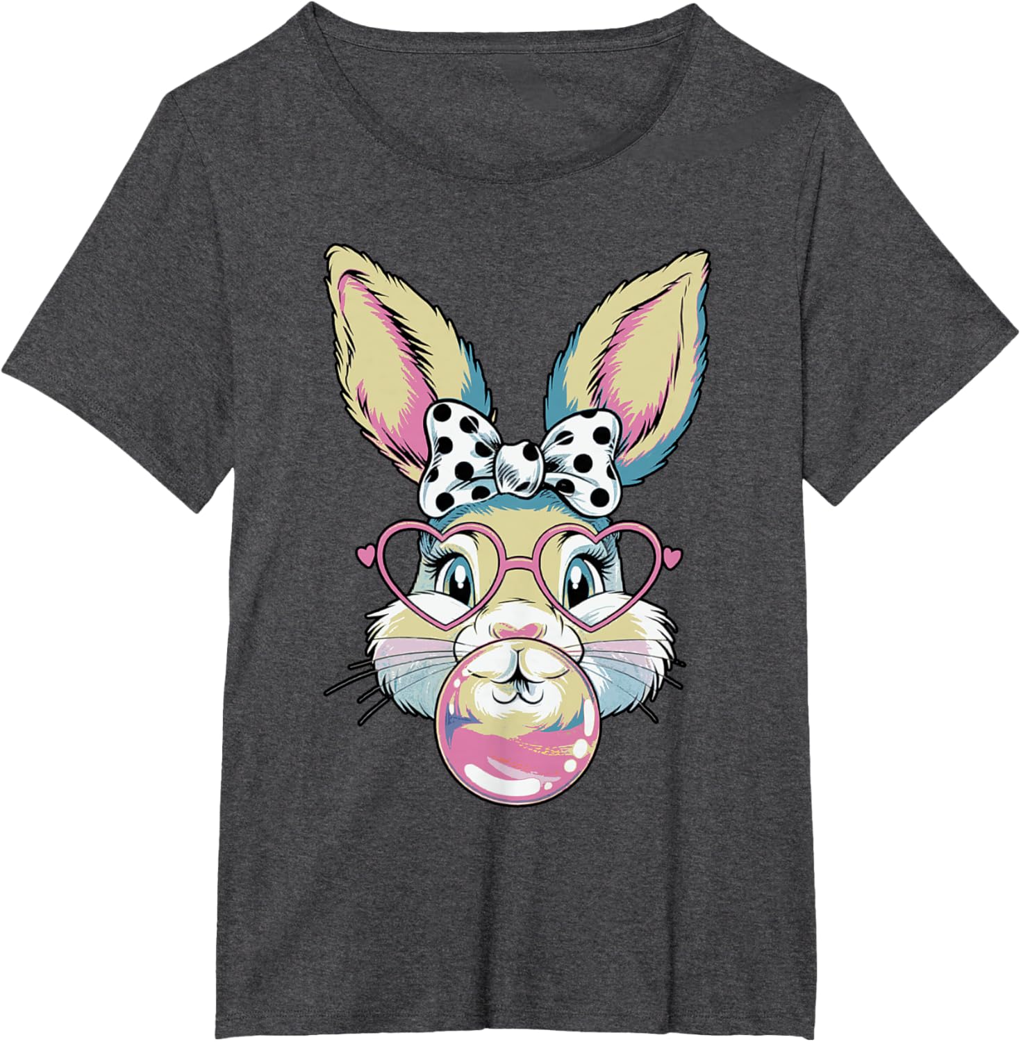 Cute Bunny Rabbit Face Coquette Bow Easter Day Girls Women T-Shirt