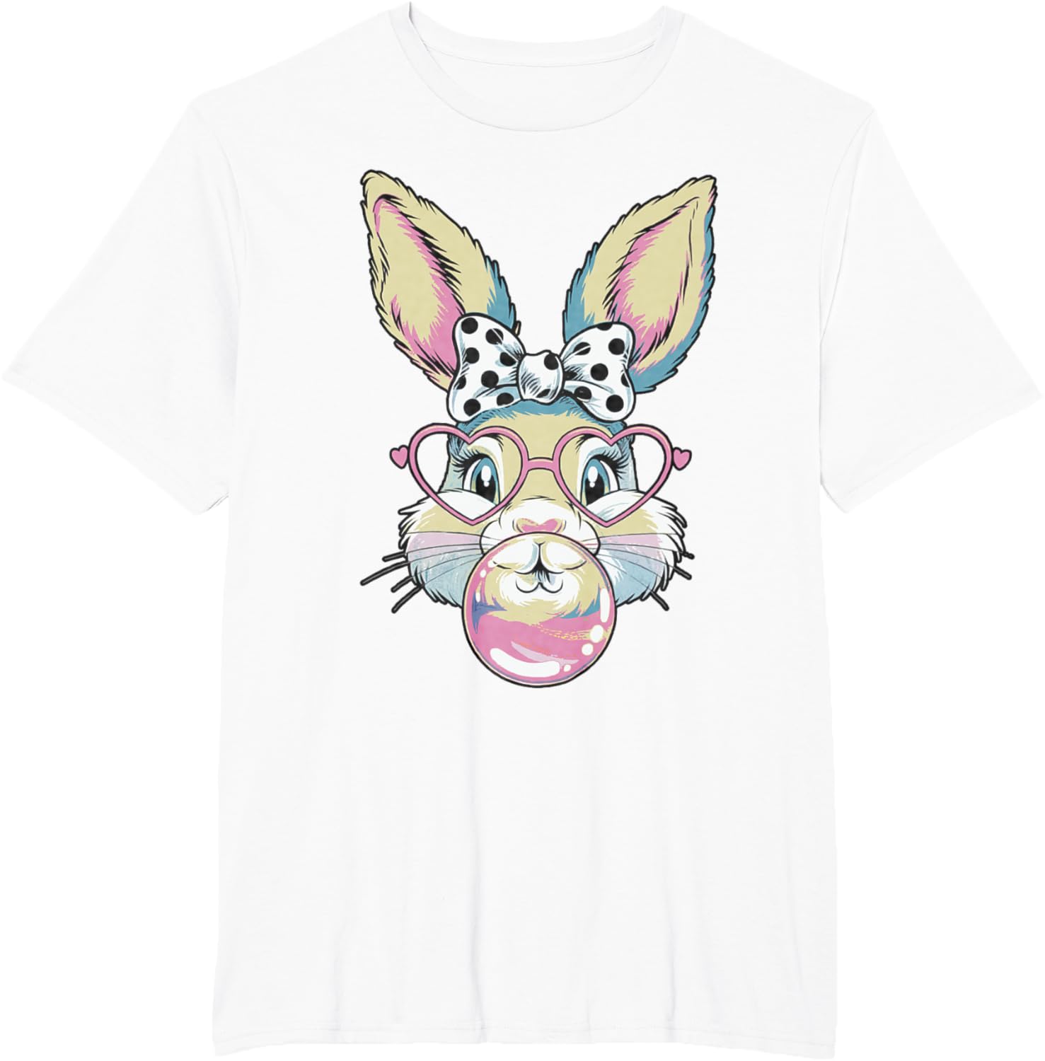 Cute Bunny Rabbit Face Coquette Bow Easter Day Girls Women T-Shirt