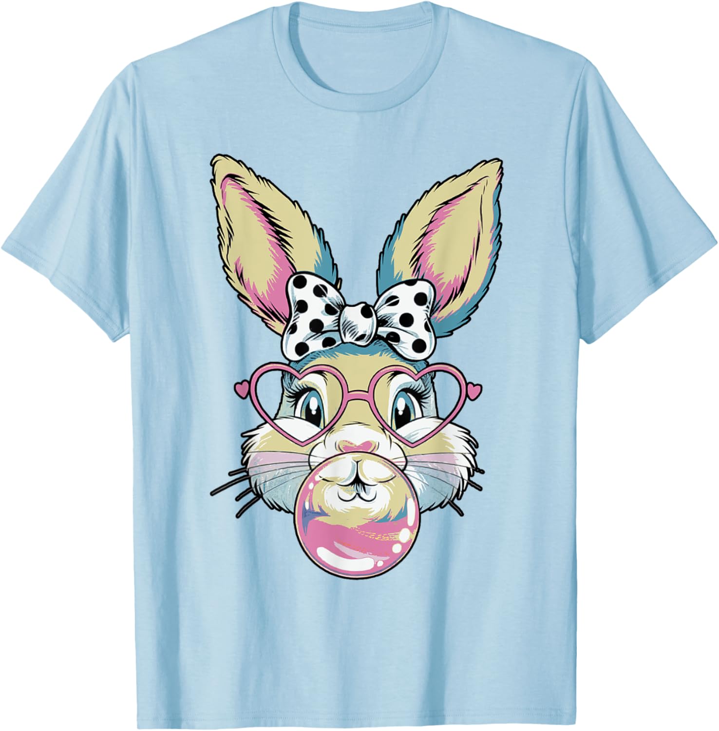 Cute Bunny Rabbit Face Coquette Bow Easter Day Girls Women T-Shirt