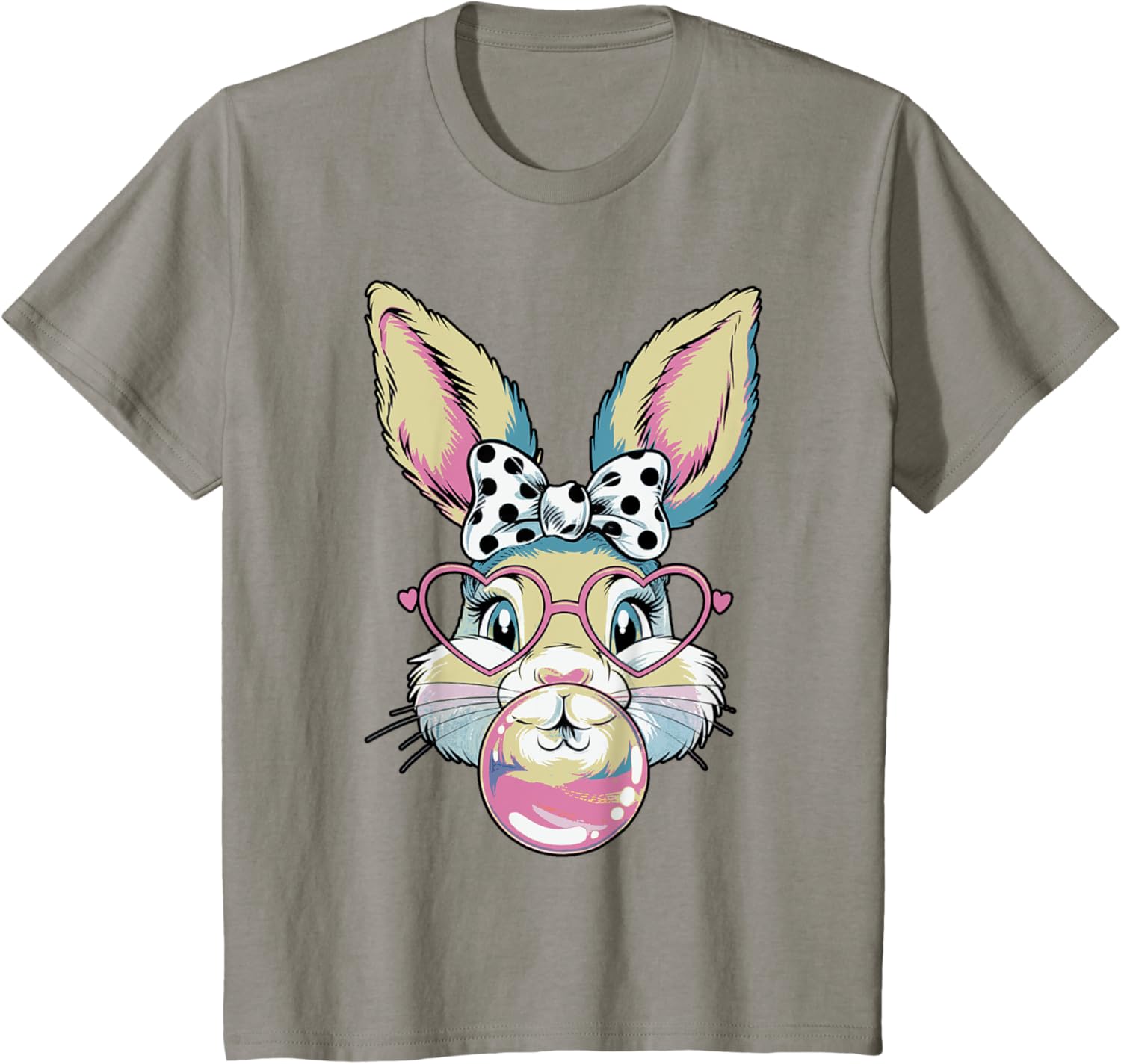 Cute Bunny Rabbit Face Coquette Bow Easter Day Girls Women T-Shirt