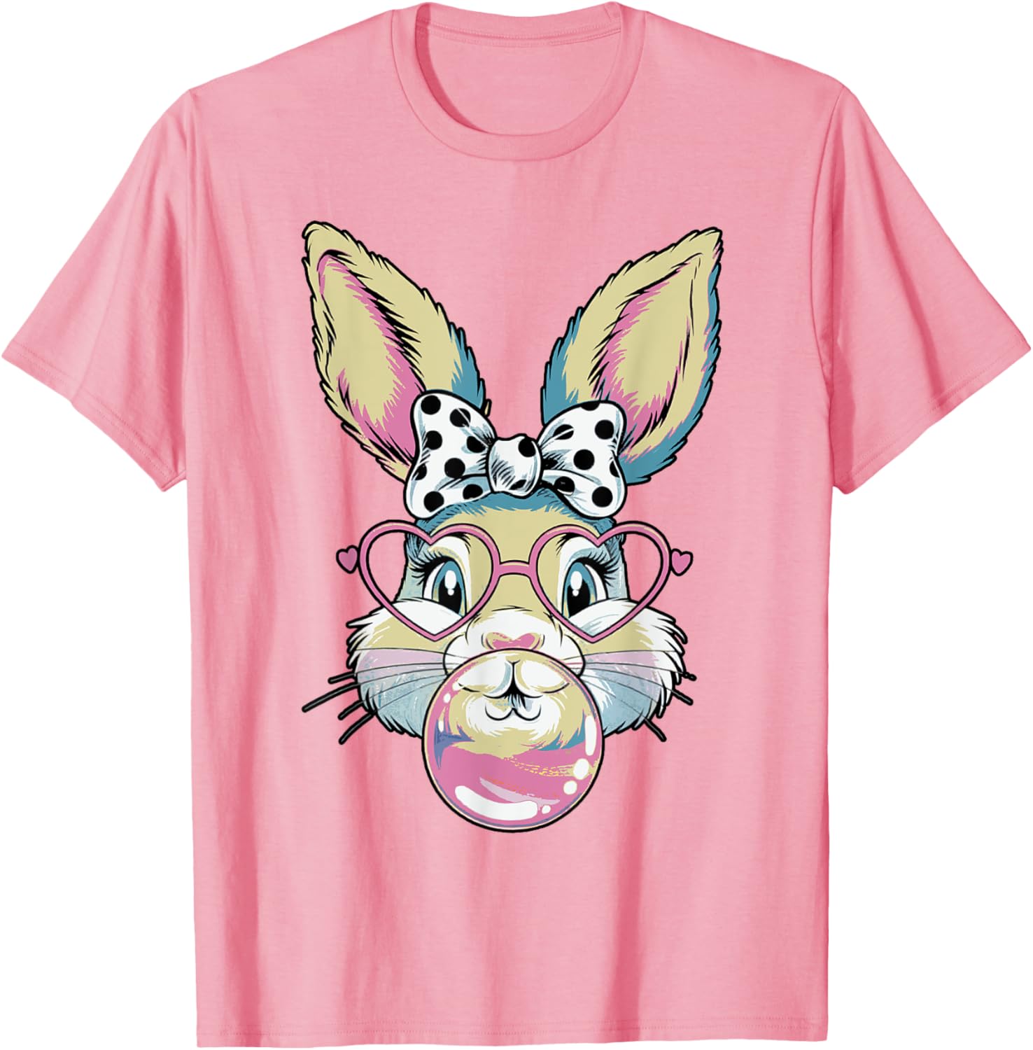 Cute Bunny Rabbit Face Coquette Bow Easter Day Girls Women T-Shirt