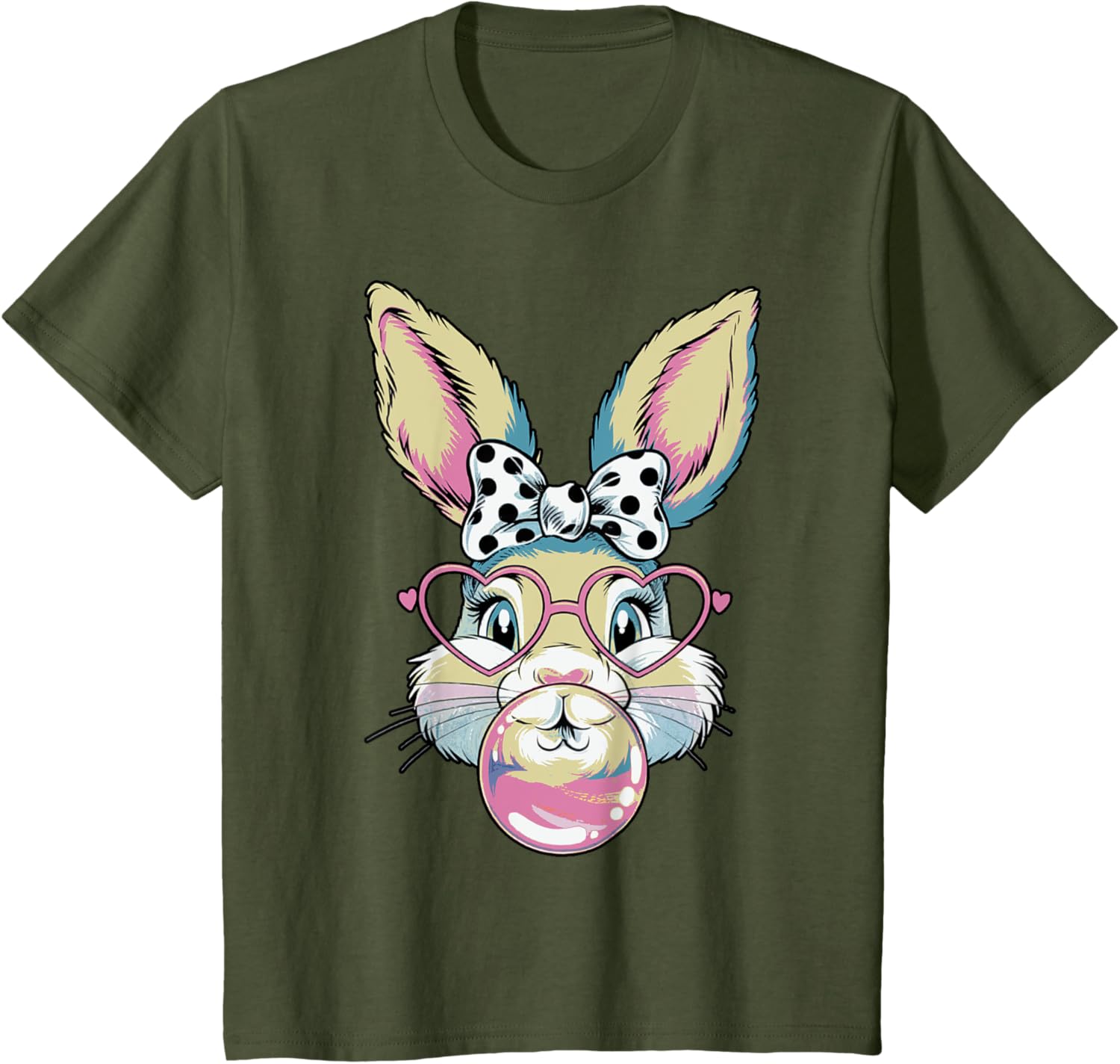 Cute Bunny Rabbit Face Coquette Bow Easter Day Girls Women T-Shirt