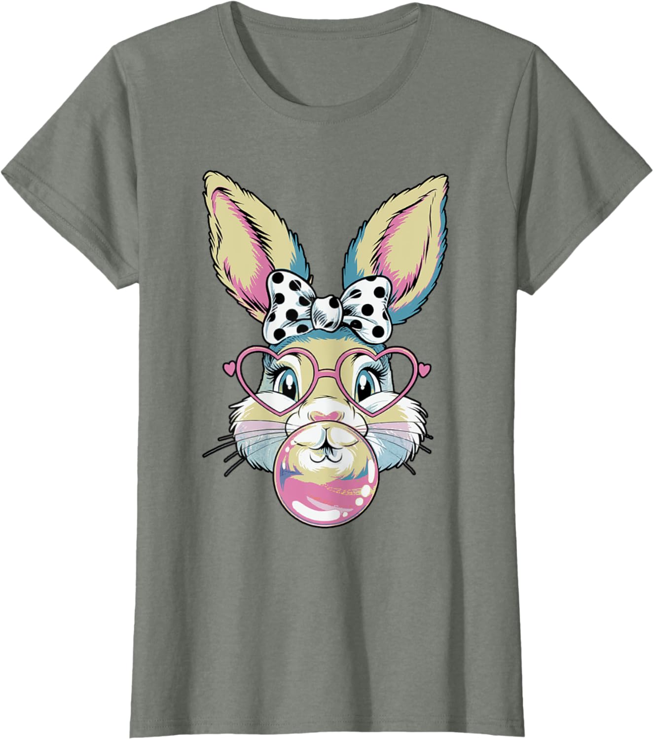 Cute Bunny Rabbit Face Coquette Bow Easter Day Girls Women T-Shirt