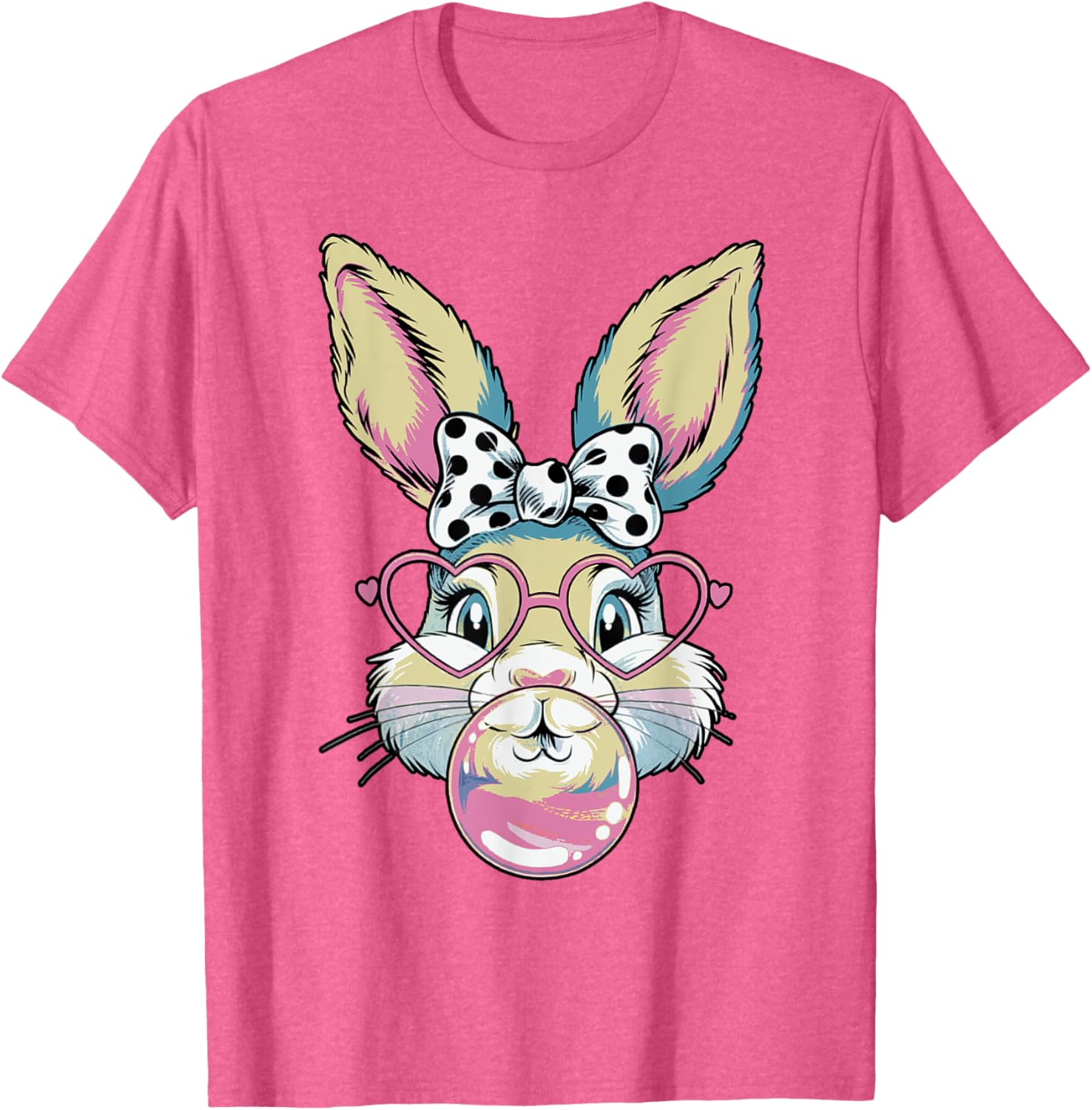 Cute Bunny Rabbit Face Coquette Bow Easter Day Girls Women T-Shirt