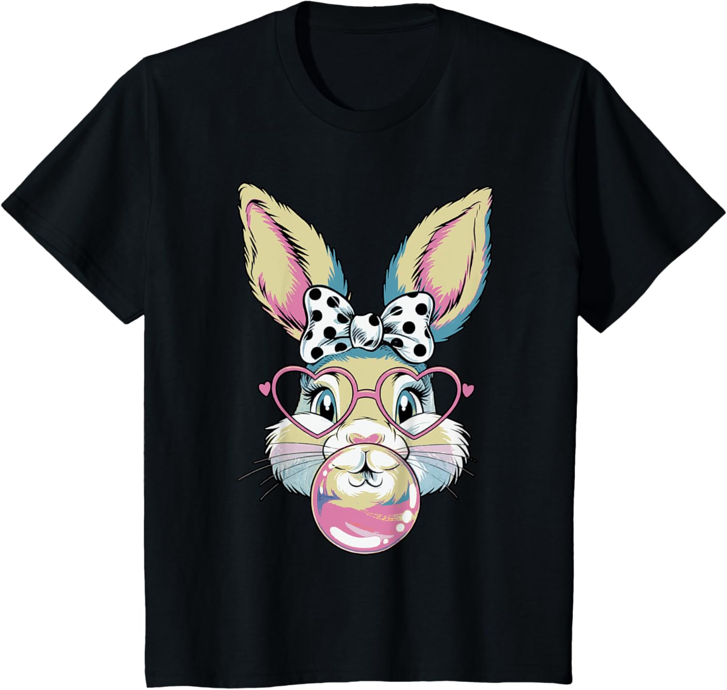 Cute Bunny Rabbit Face Coquette Bow Easter Day Girls Women T-Shirt