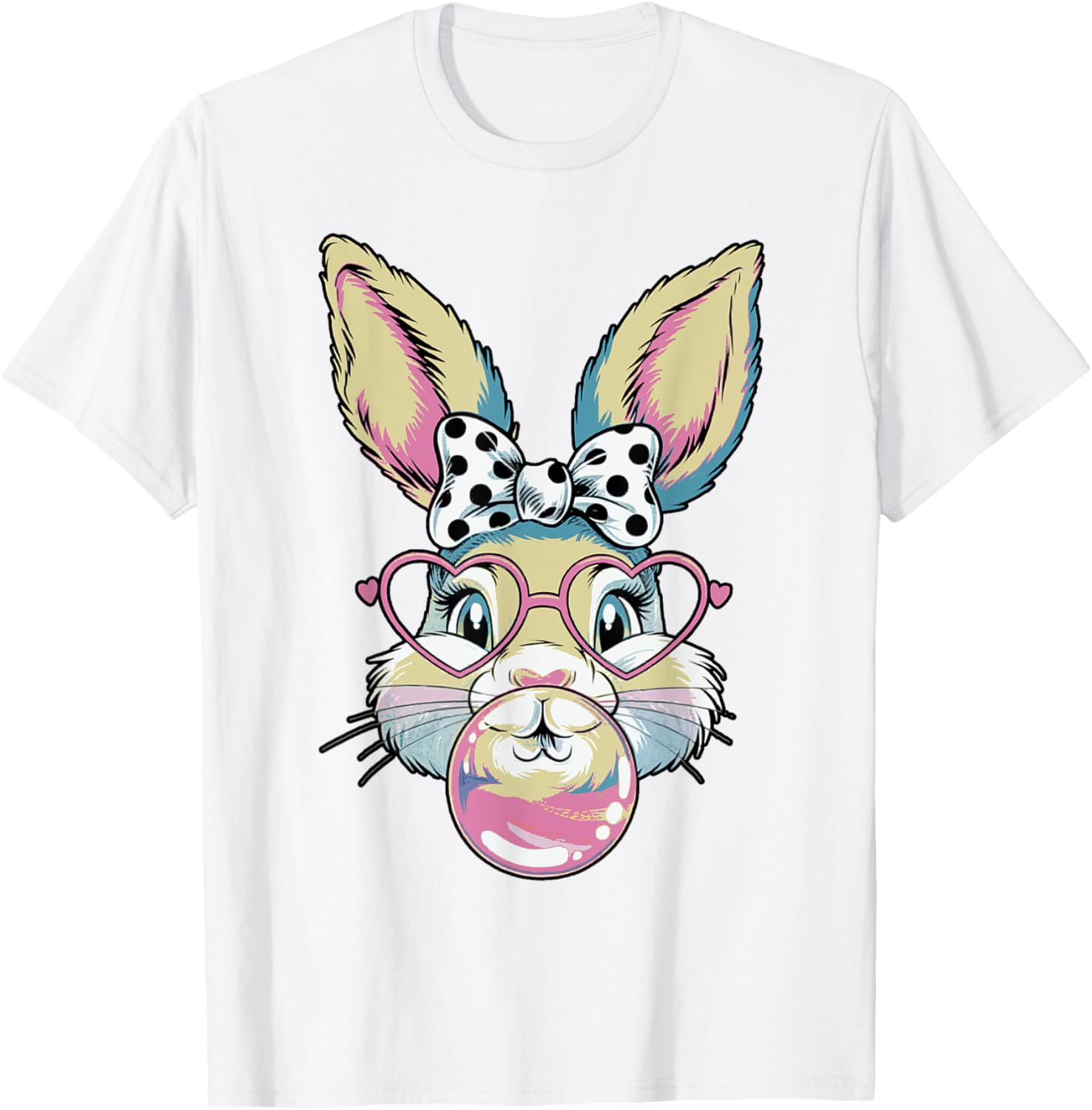 Cute Bunny Rabbit Face Coquette Bow Easter Day Girls Women T-Shirt