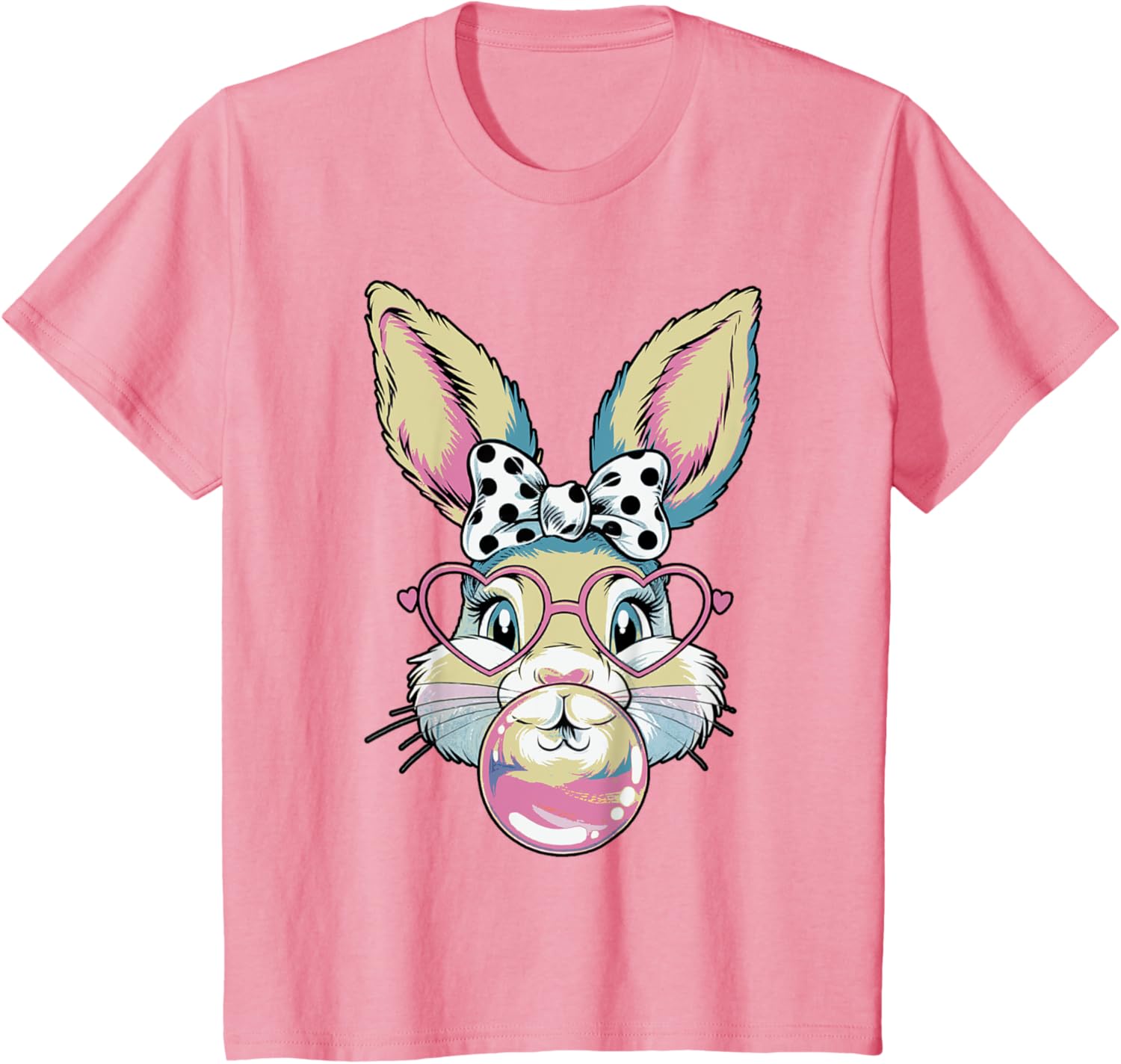 Cute Bunny Rabbit Face Coquette Bow Easter Day Girls Women T-Shirt