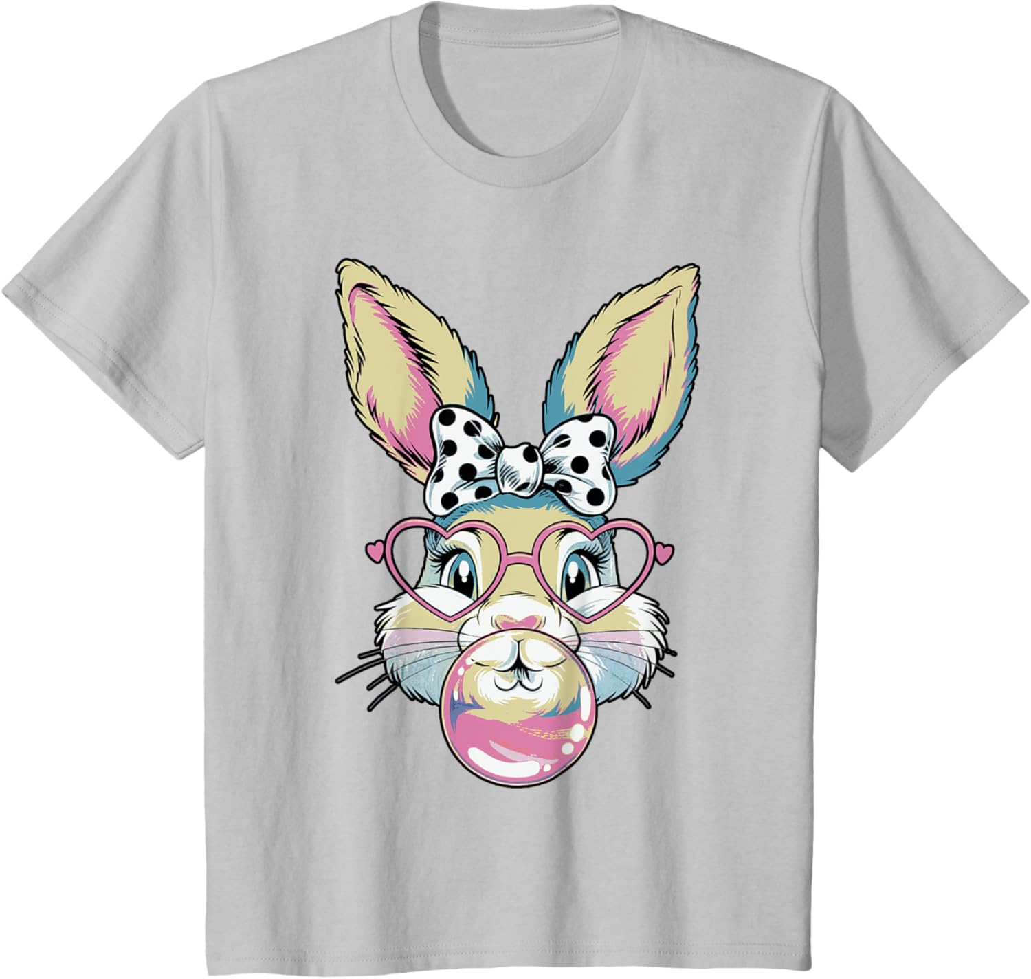 Cute Bunny Rabbit Face Coquette Bow Easter Day Girls Women T-Shirt