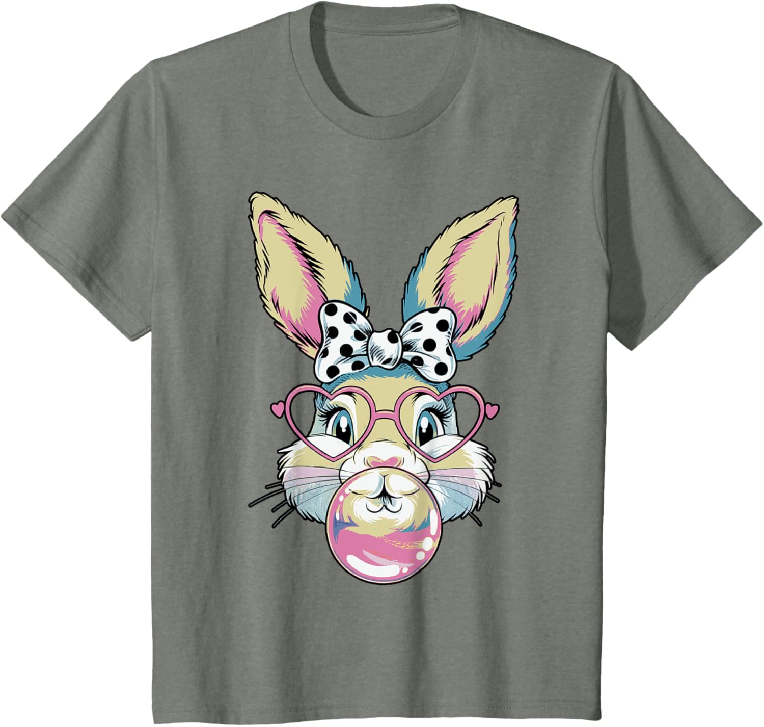 Cute Bunny Rabbit Face Coquette Bow Easter Day Girls Women T-Shirt