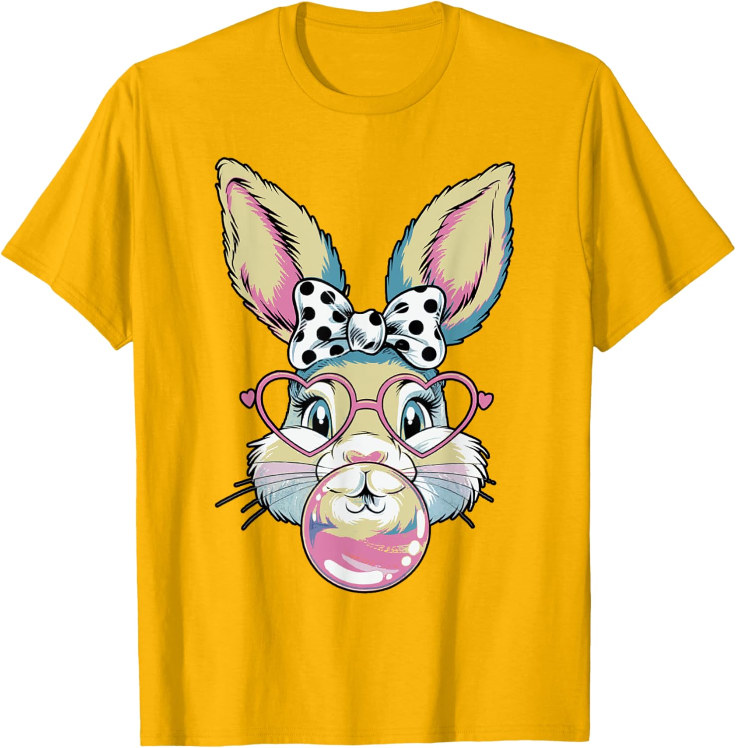 Cute Bunny Rabbit Face Coquette Bow Easter Day Girls Women T-Shirt