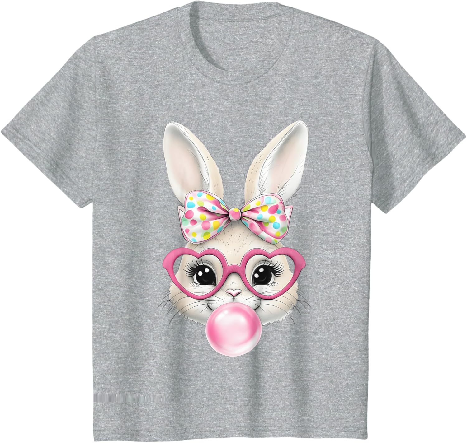 Cute Bunny Rabbit Face Coquette Bow Easter Day Girls Women T-Shirt