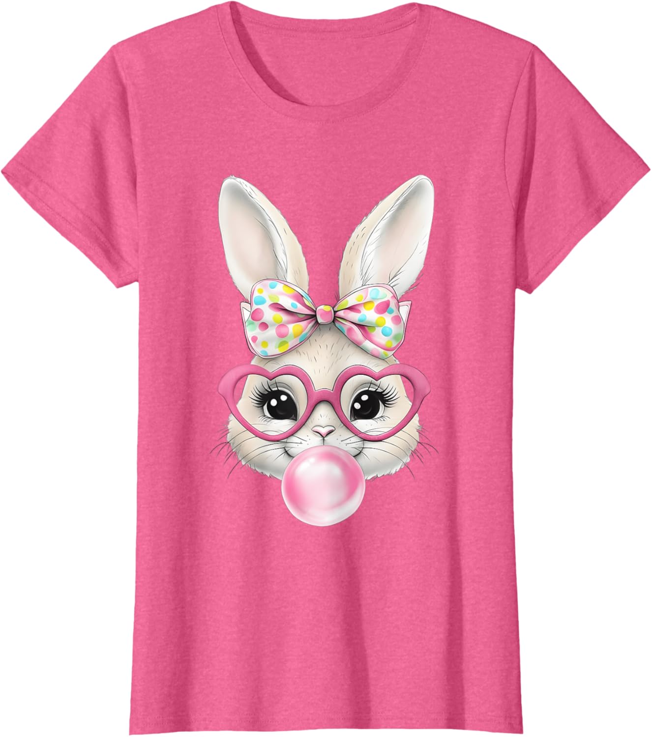 Cute Bunny Rabbit Face Coquette Bow Easter Day Girls Women T-Shirt