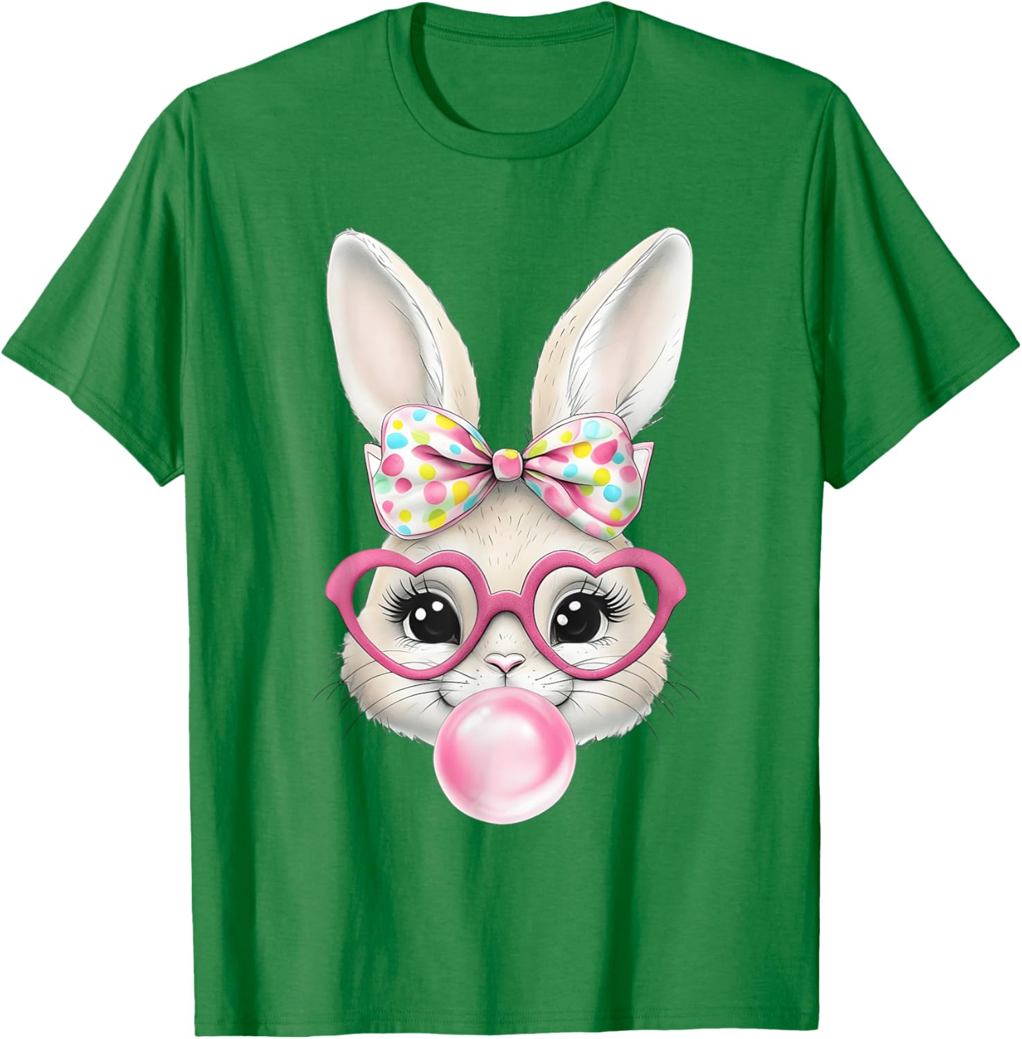 Cute Bunny Rabbit Face Coquette Bow Easter Day Girls Women T-Shirt