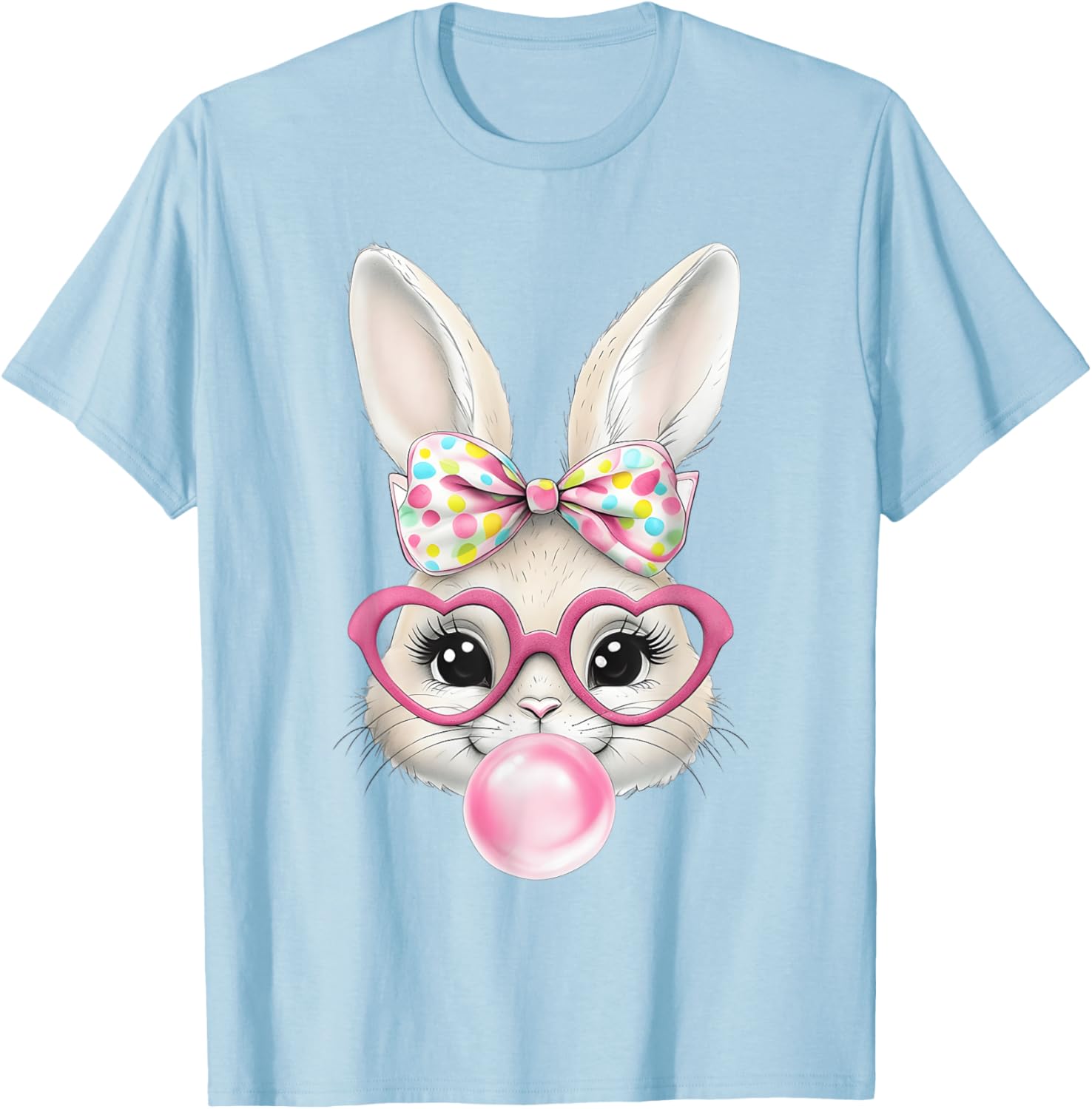 Cute Bunny Rabbit Face Coquette Bow Easter Day Girls Women T-Shirt