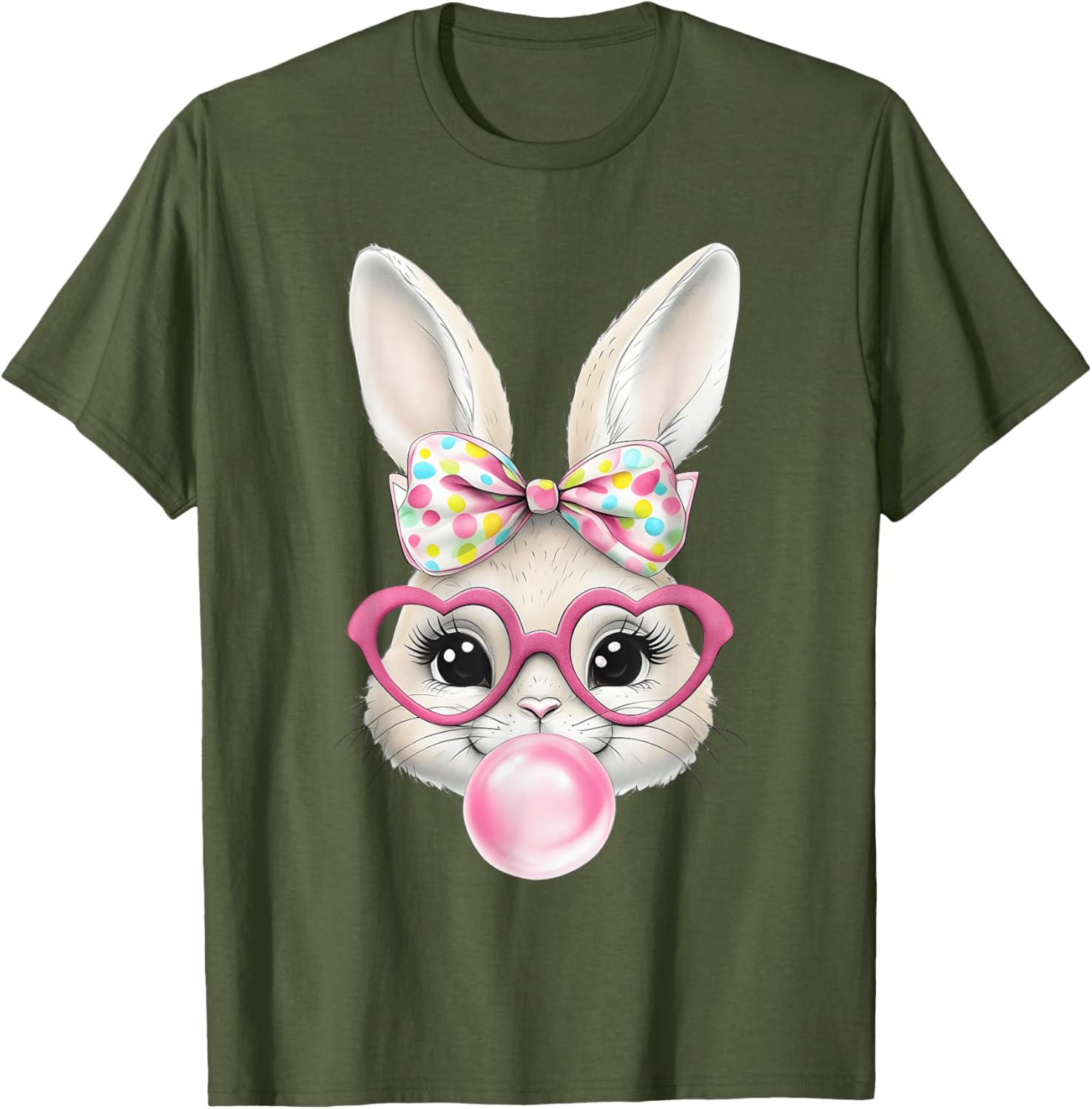 Cute Bunny Rabbit Face Coquette Bow Easter Day Girls Women T-Shirt