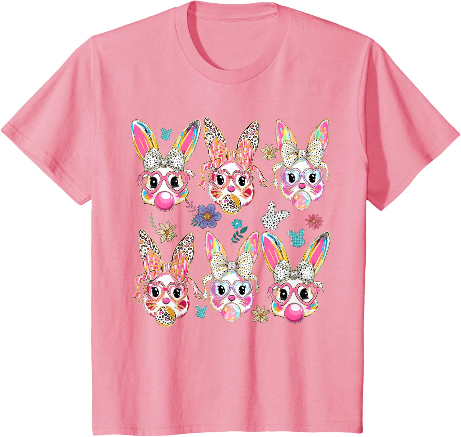 Cute Bunny Rabbit Face Coquette Bow Easter Day T-Shirt