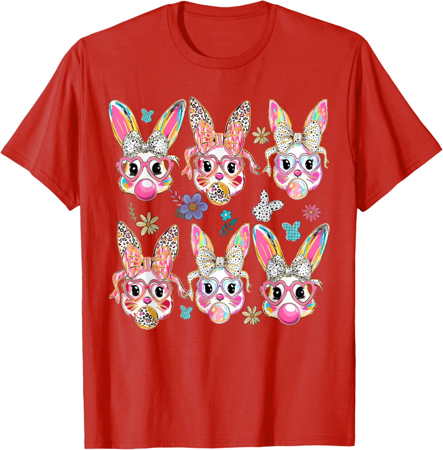 Cute Bunny Rabbit Face Coquette Bow Easter Day T-Shirt