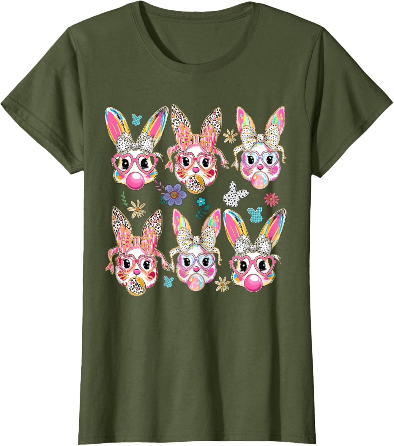 Cute Bunny Rabbit Face Coquette Bow Easter Day T-Shirt