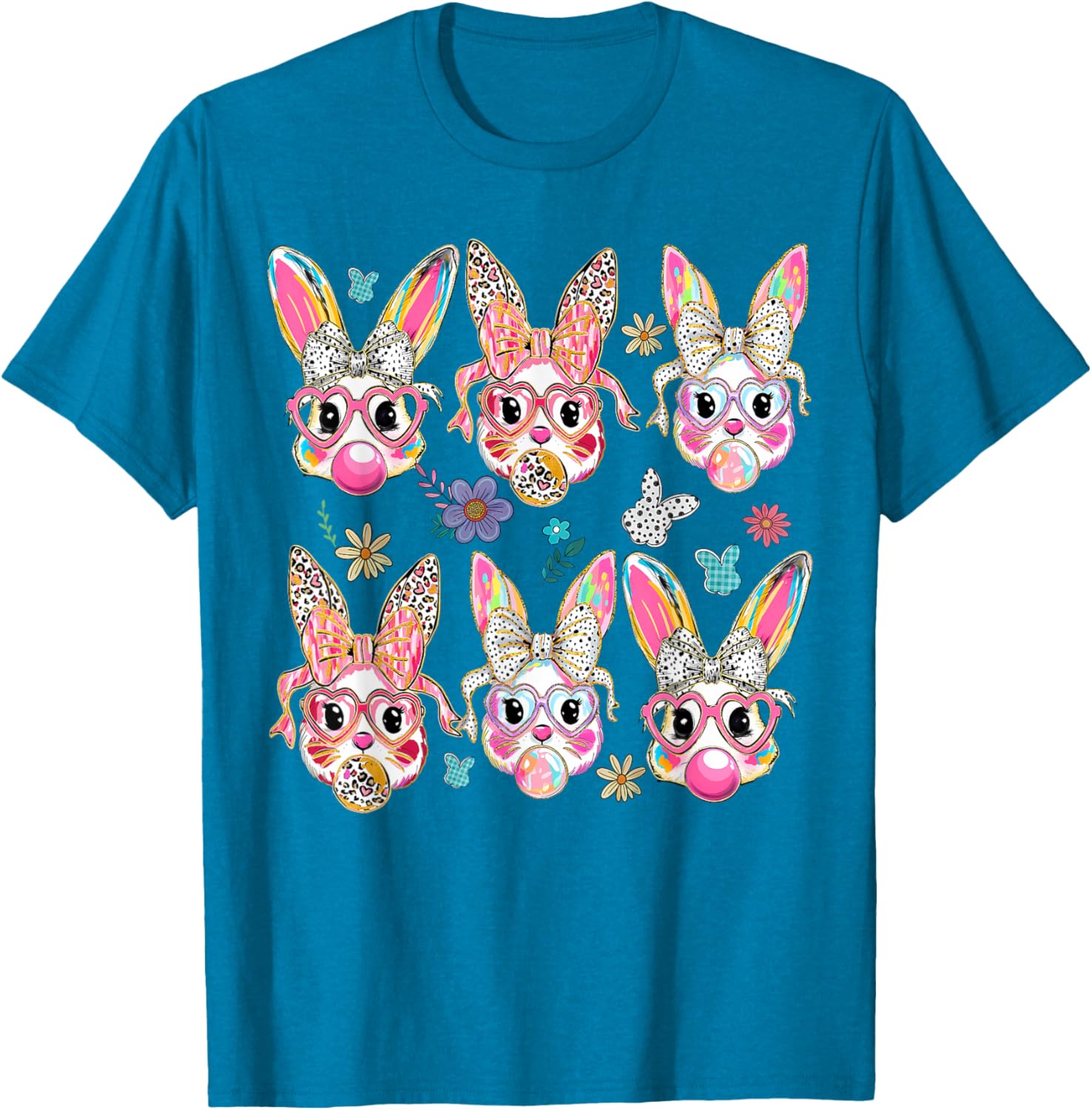 Cute Bunny Rabbit Face Coquette Bow Easter Day T-Shirt